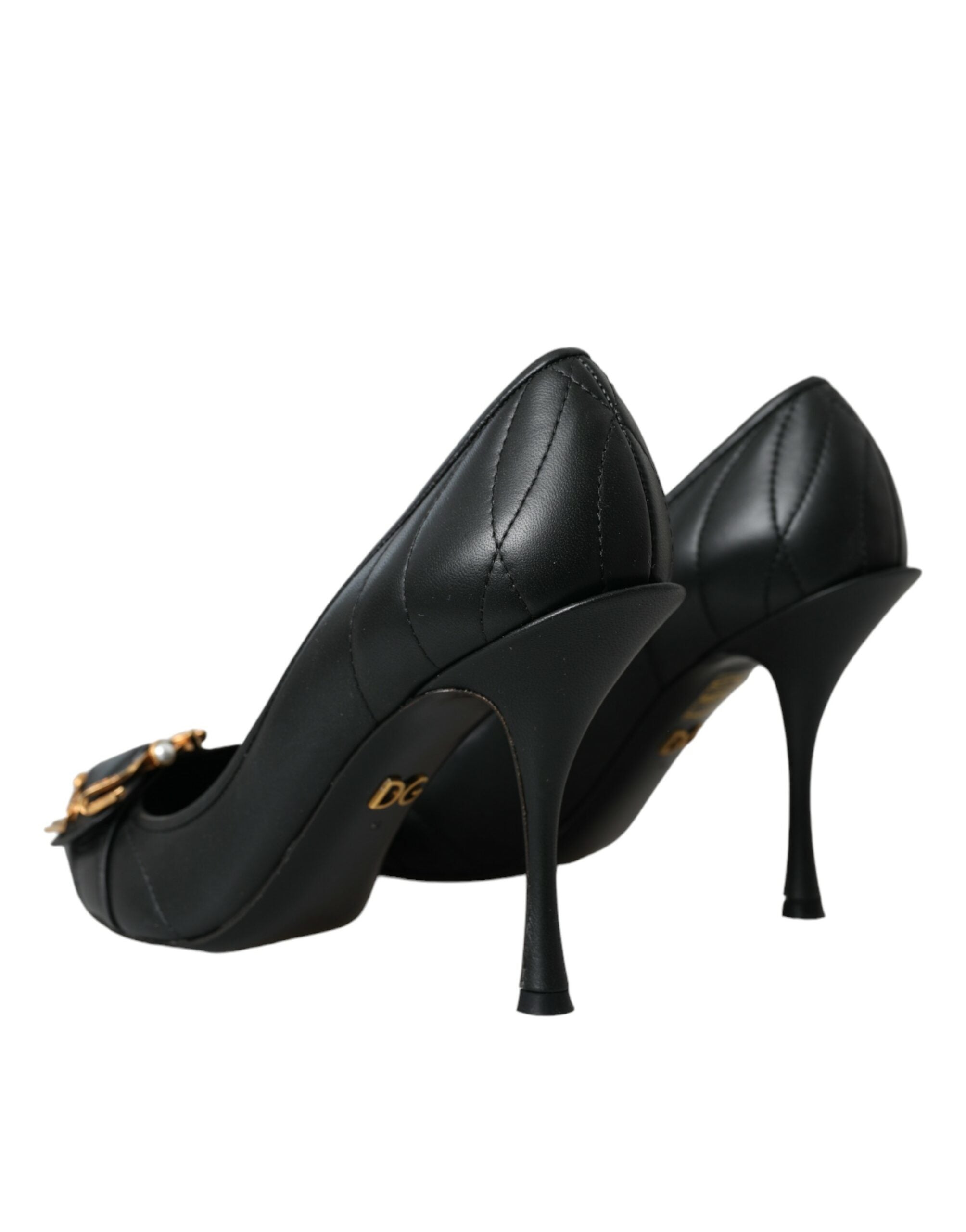 Παπούτσια Dolce &amp; Gabbana Black Devotion με δερμάτινα τακούνια Pumps