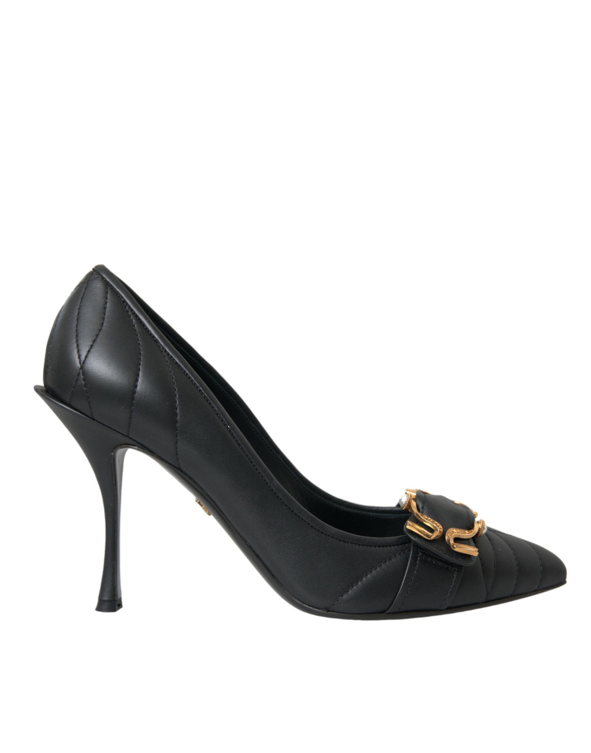 Παπούτσια Dolce &amp; Gabbana Black Devotion με δερμάτινα τακούνια Pumps