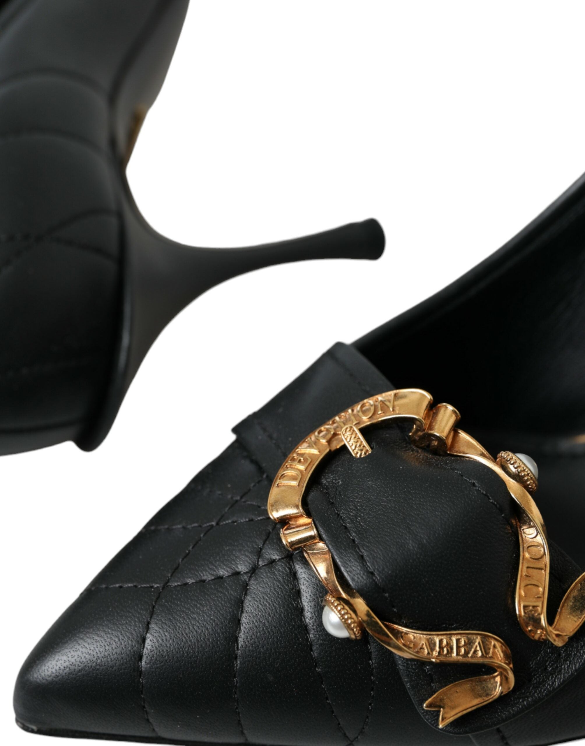 Παπούτσια Dolce &amp; Gabbana Black Devotion με δερμάτινα τακούνια Pumps