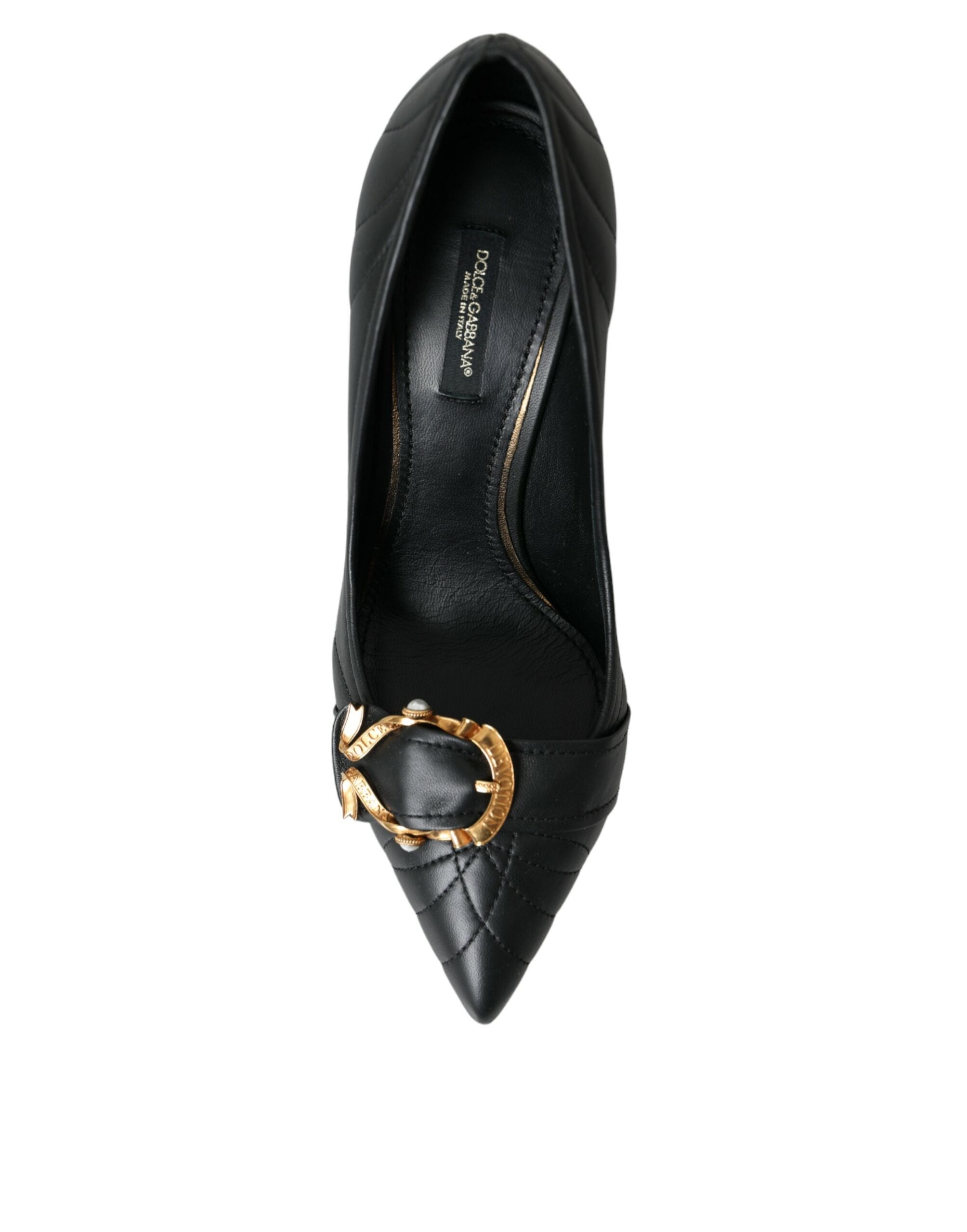 Παπούτσια Dolce &amp; Gabbana Black Devotion με δερμάτινα τακούνια Pumps