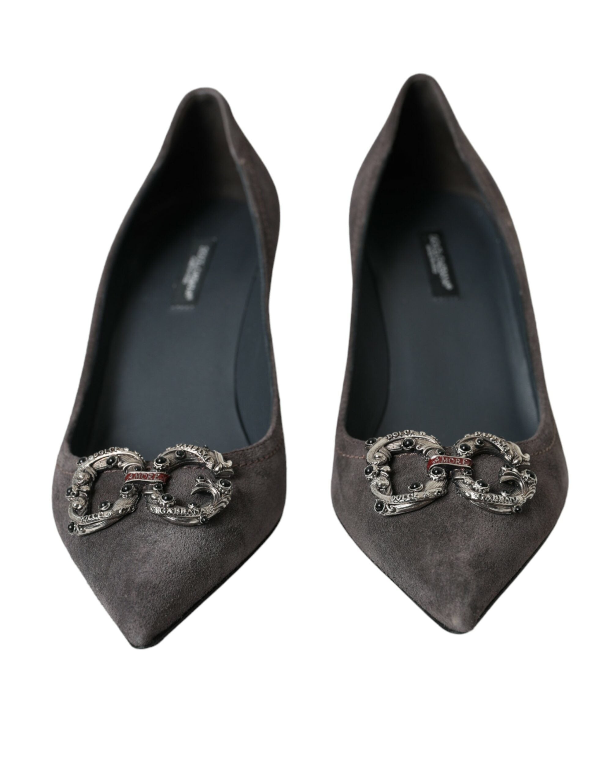 Παπούτσια Dolce &amp; Gabbana Grey Amore Suede Bellucci Heels Pumps