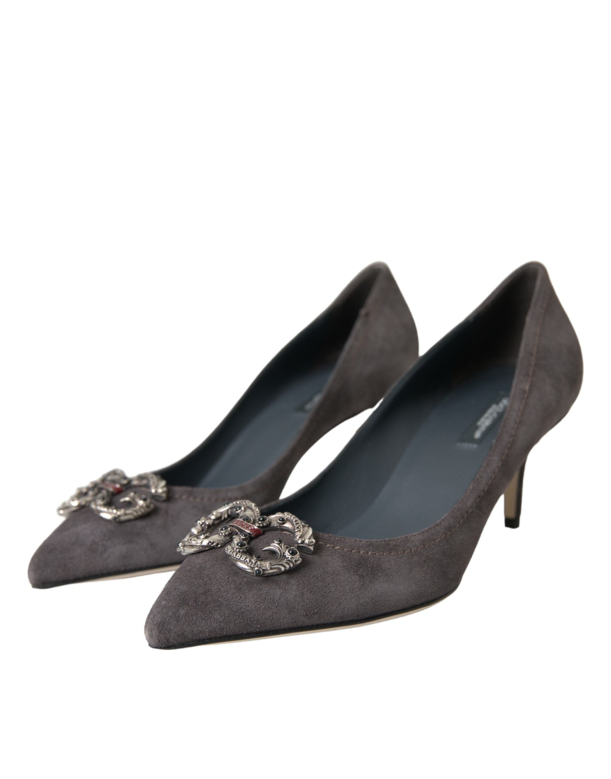 Παπούτσια Dolce &amp; Gabbana Grey Amore Suede Bellucci Heels Pumps