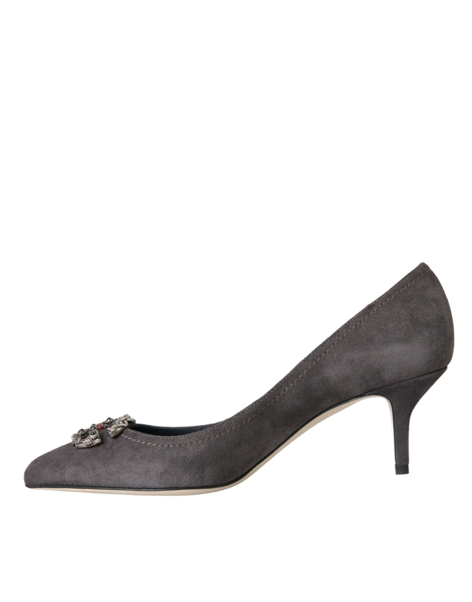 Παπούτσια Dolce &amp; Gabbana Grey Amore Suede Bellucci Heels Pumps