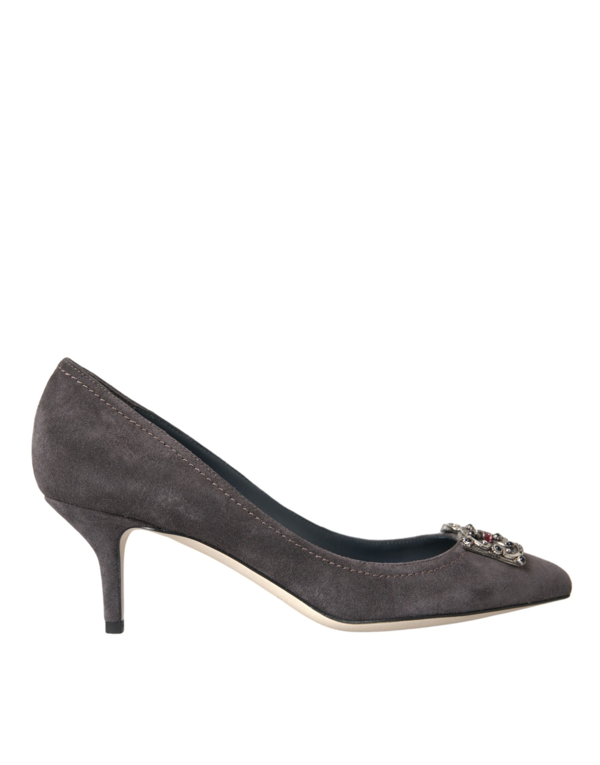 Παπούτσια Dolce &amp; Gabbana Grey Amore Suede Bellucci Heels Pumps