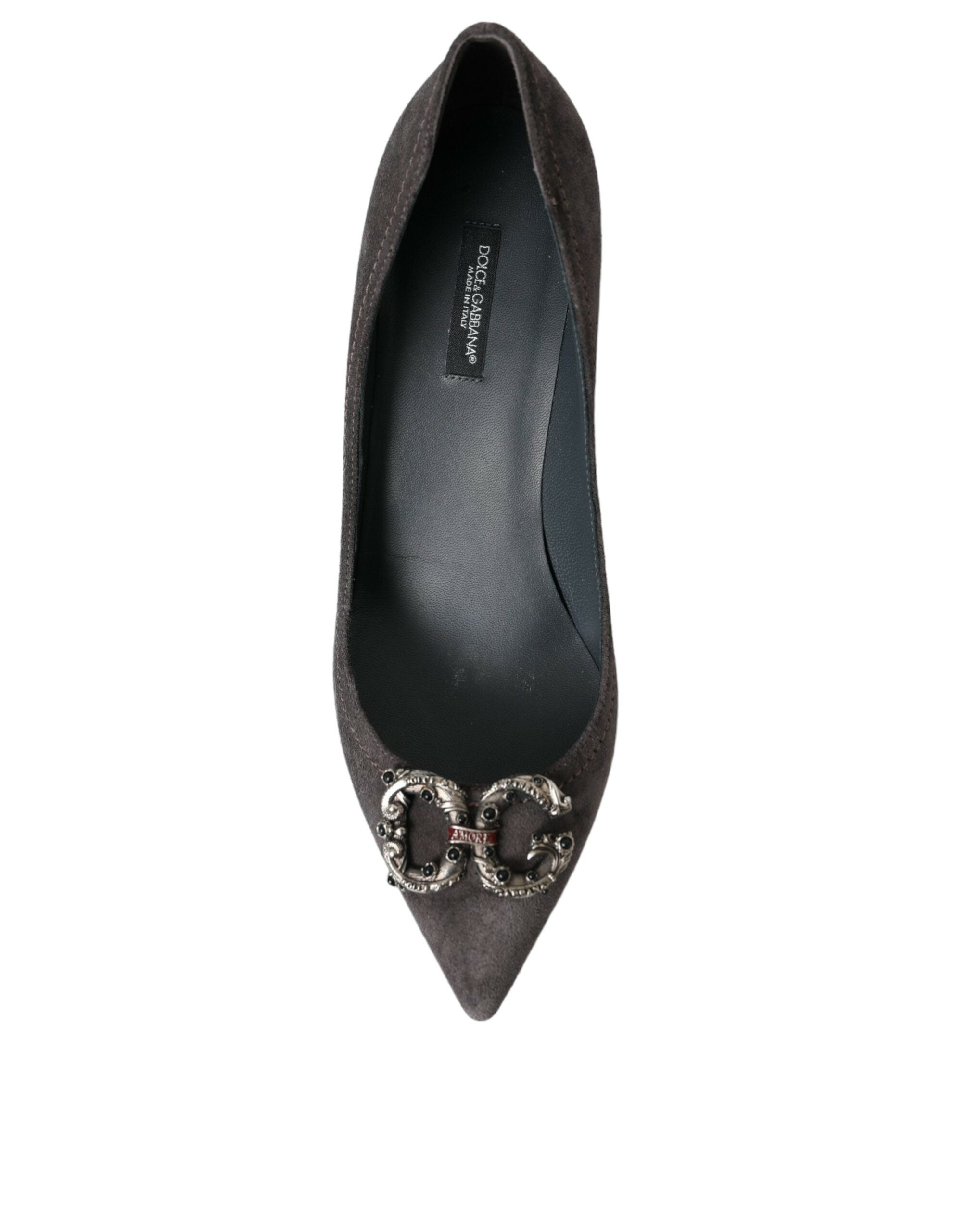 Παπούτσια Dolce &amp; Gabbana Grey Amore Suede Bellucci Heels Pumps