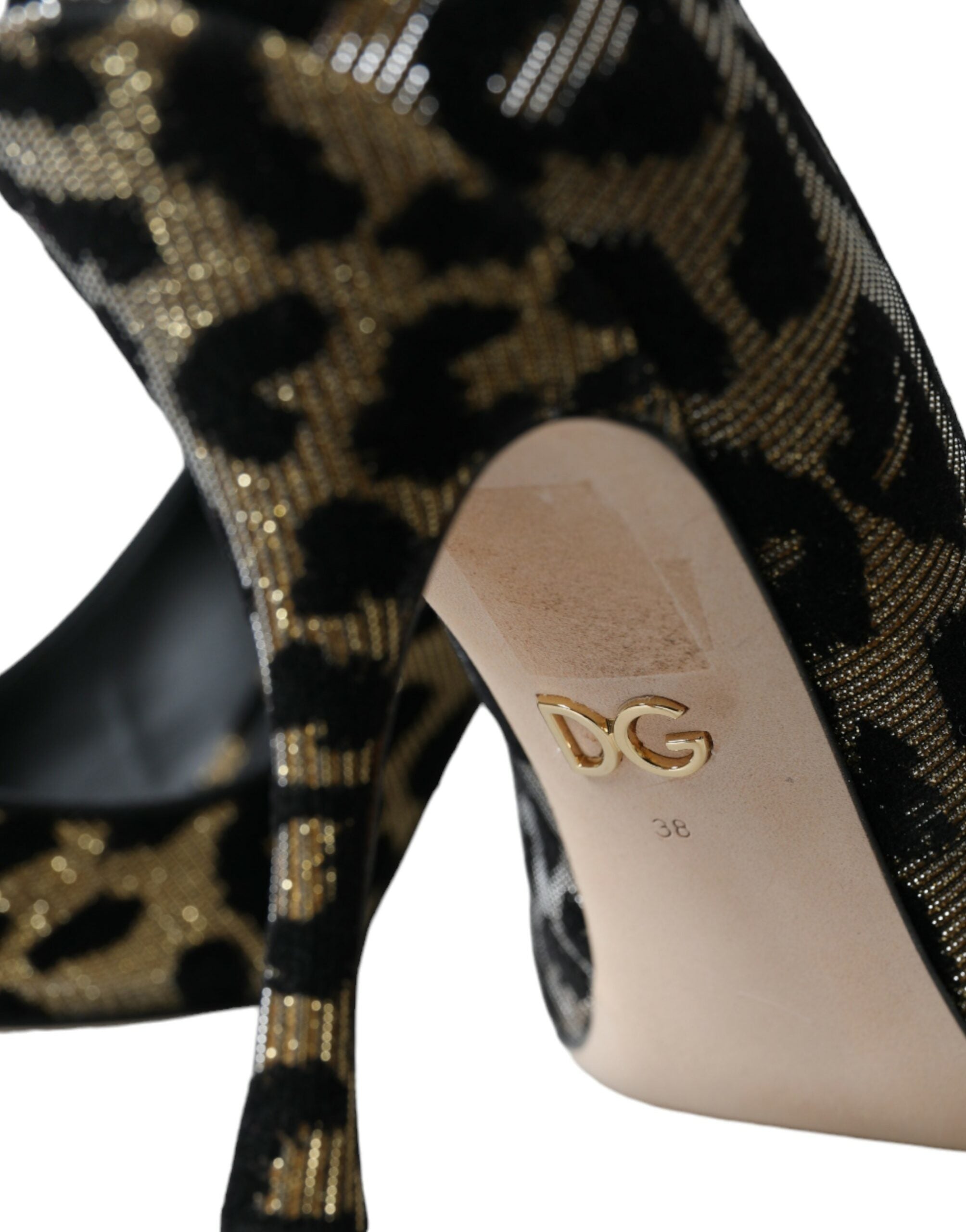 Παπούτσια Dolce &amp; Gabbana Black Gold Leopard Lurex Heels Pumps