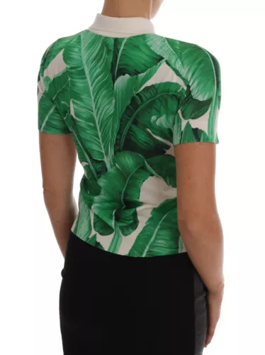 T-shirt Dolce &amp; Gabbana Green Banana Print Silk Polo