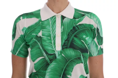 T-shirt Dolce &amp; Gabbana Green Banana Print Silk Polo