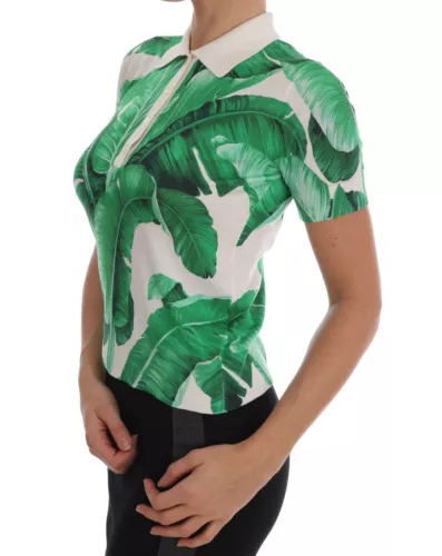 T-shirt Dolce &amp; Gabbana Green Banana Print Silk Polo