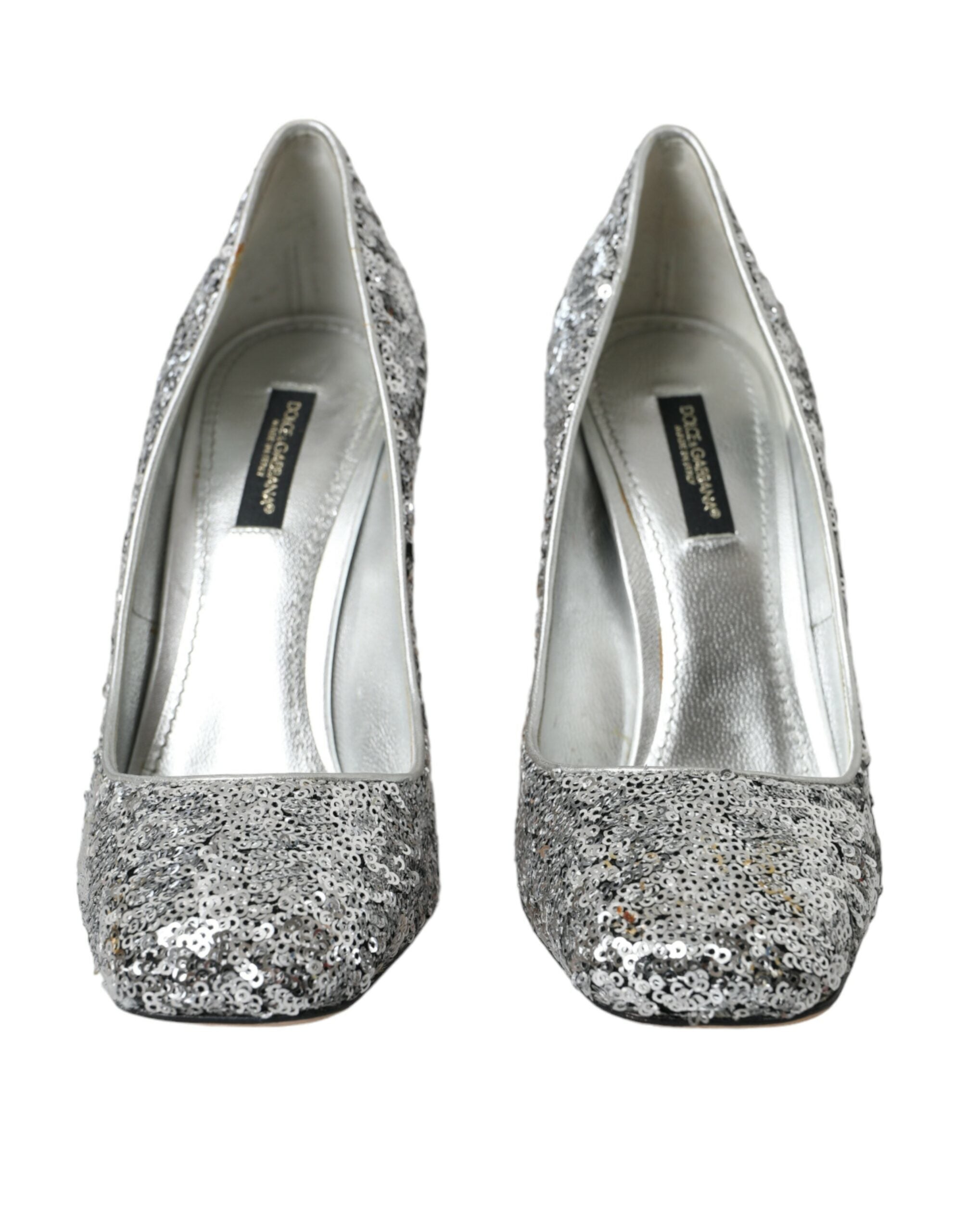 Παπούτσια Dolce &amp; Gabbana Silver Sequin Embellished Heels Pumps