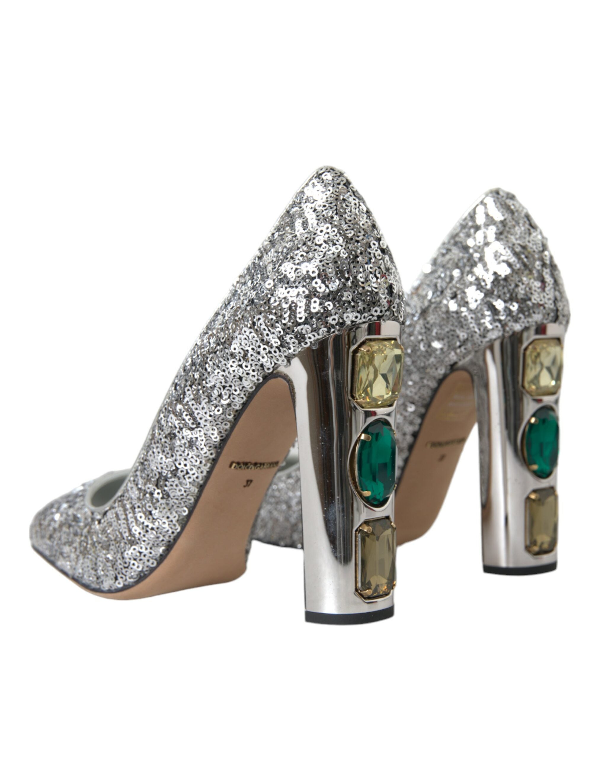 Παπούτσια Dolce &amp; Gabbana Silver Sequin Embellished Heels Pumps