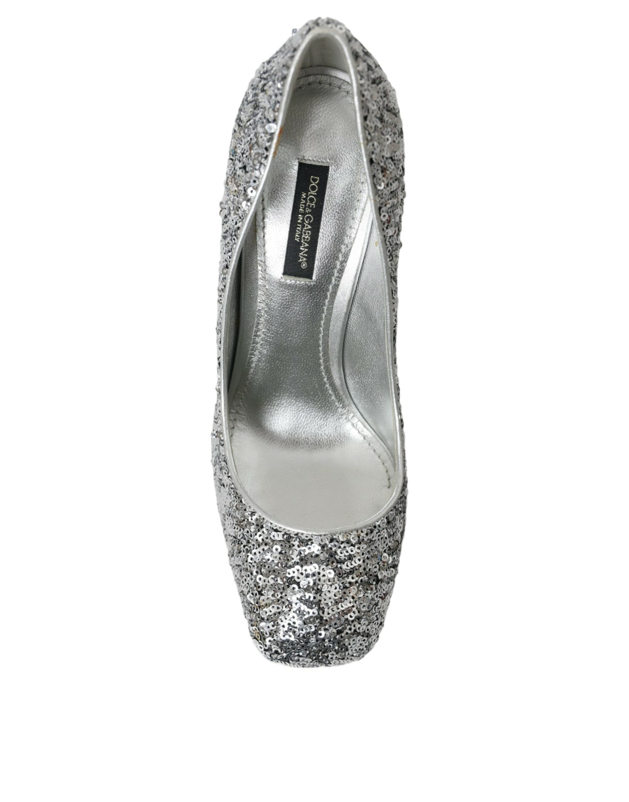 Παπούτσια Dolce &amp; Gabbana Silver Sequin Embellished Heels Pumps