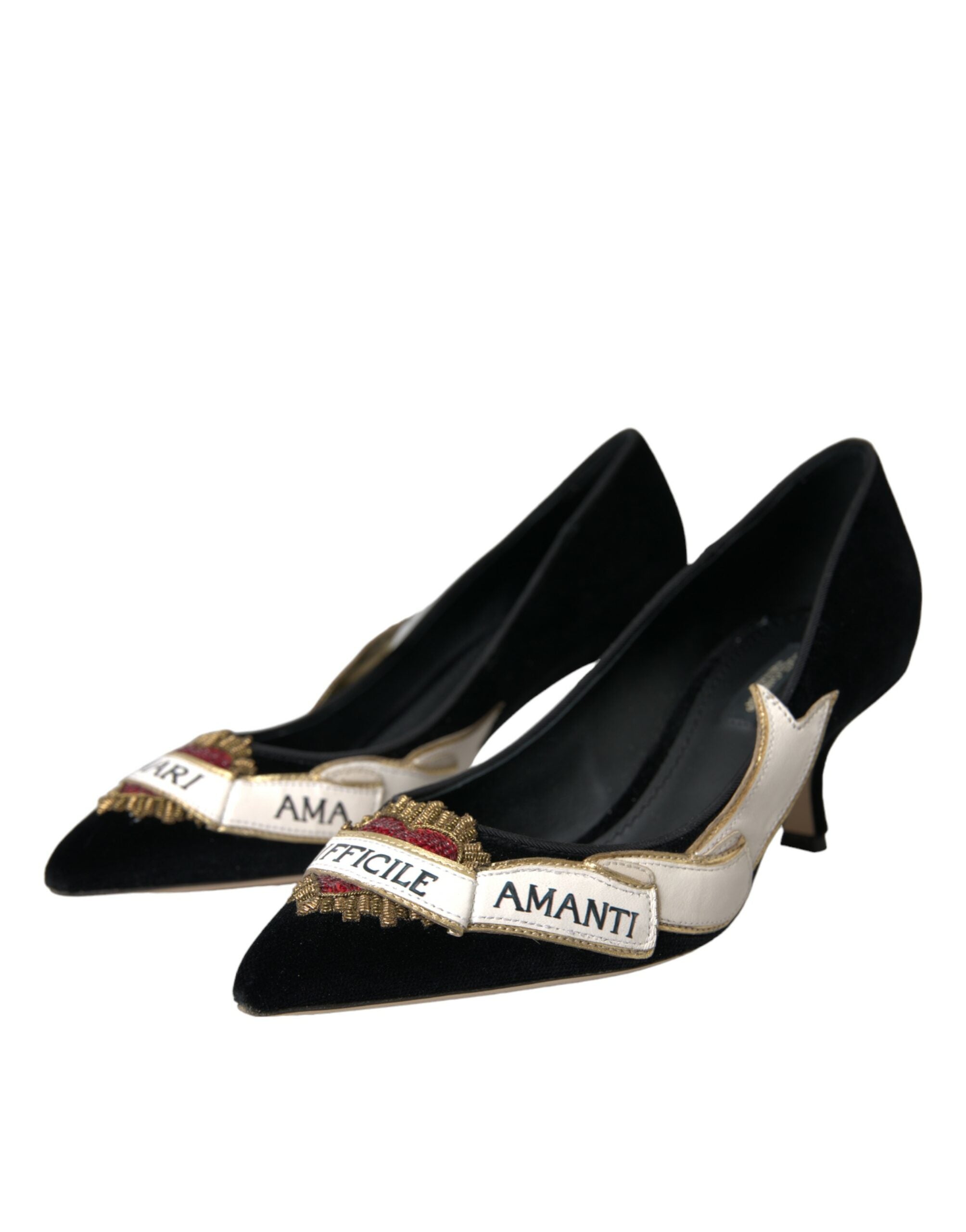 Παπούτσια Dolce &amp; Gabbana Μαύρο Suede Δερμάτινο Amari Heels Pumps