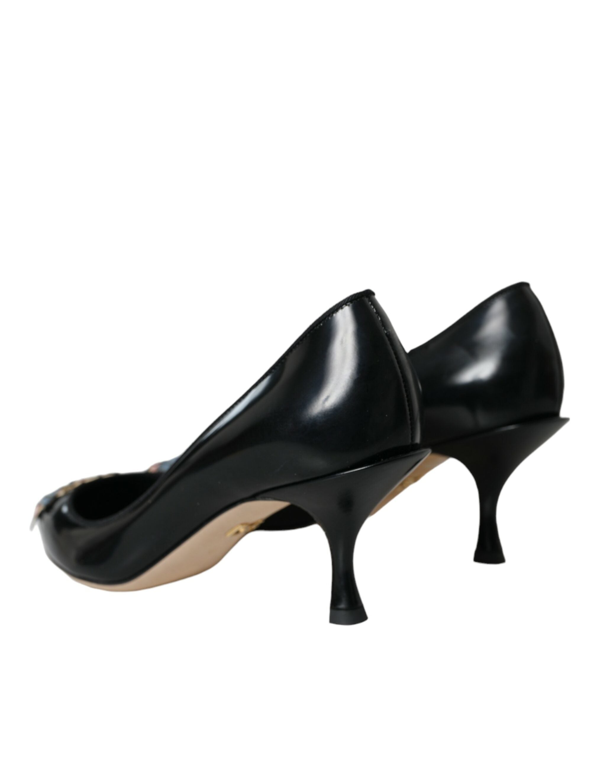 Παπούτσια Dolce &amp; Gabbana Black Leather BOOM Patch Heels Pumps