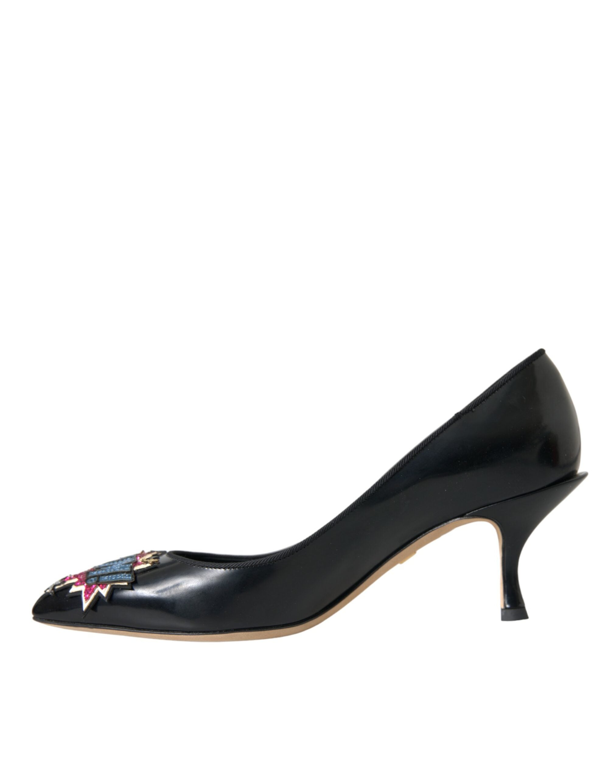 Παπούτσια Dolce &amp; Gabbana Black Leather BOOM Patch Heels Pumps