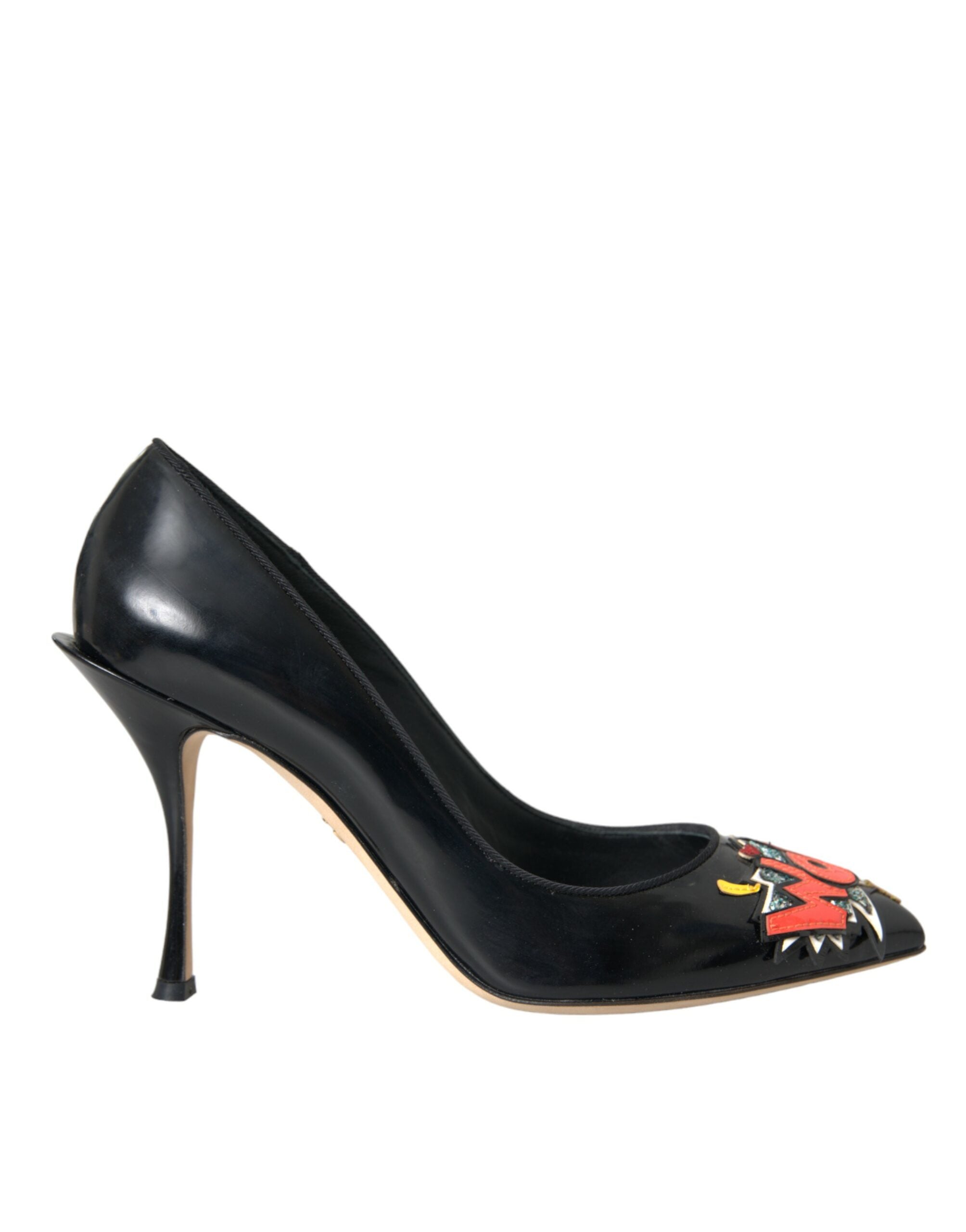 Παπούτσια Dolce &amp; Gabbana Μαύρο Δερμάτινο WOW Patch Heels Pumps