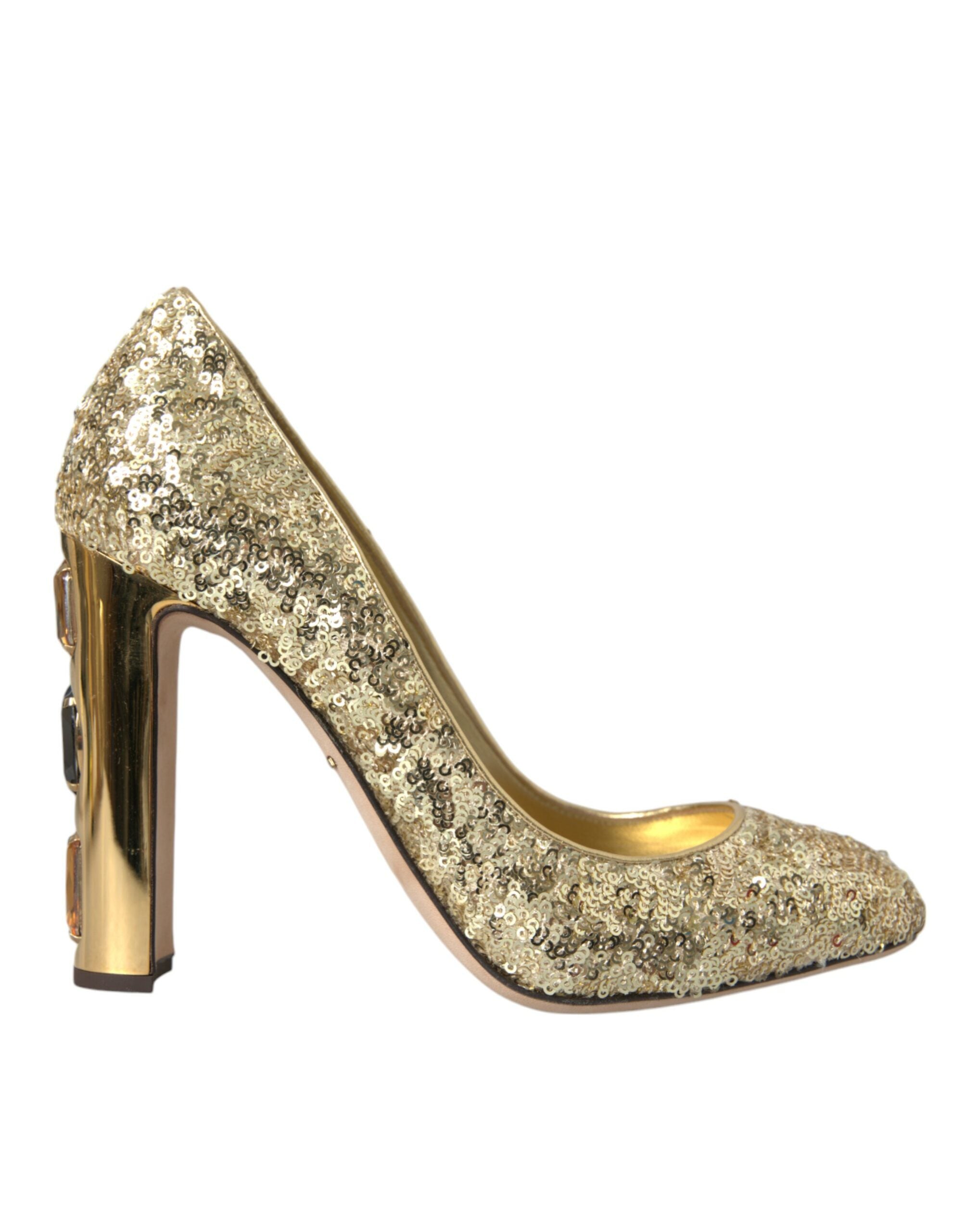 Παπούτσια Dolce &amp; Gabbana Gold Sequin Crystal Heels Pumps