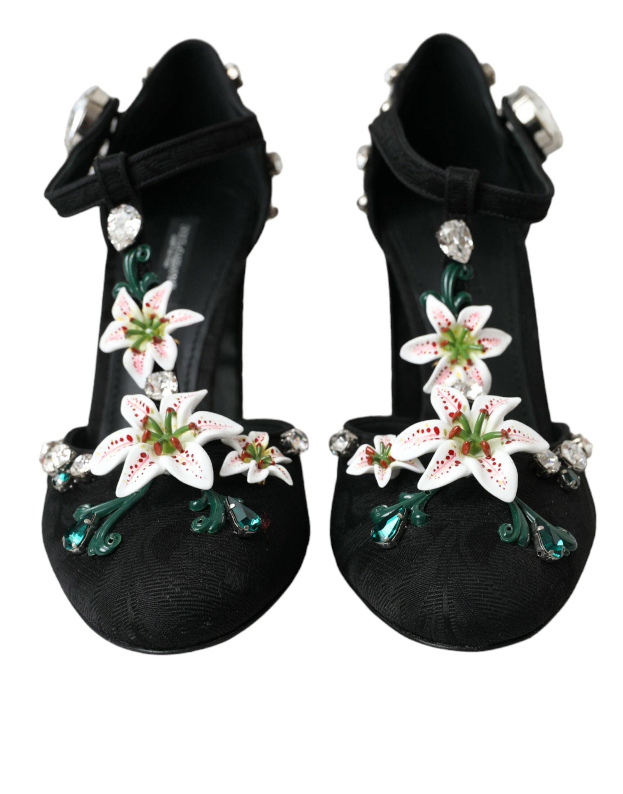 Παπούτσια Dolce &amp; Gabbana Black Lilies Crystal Heels Pumps