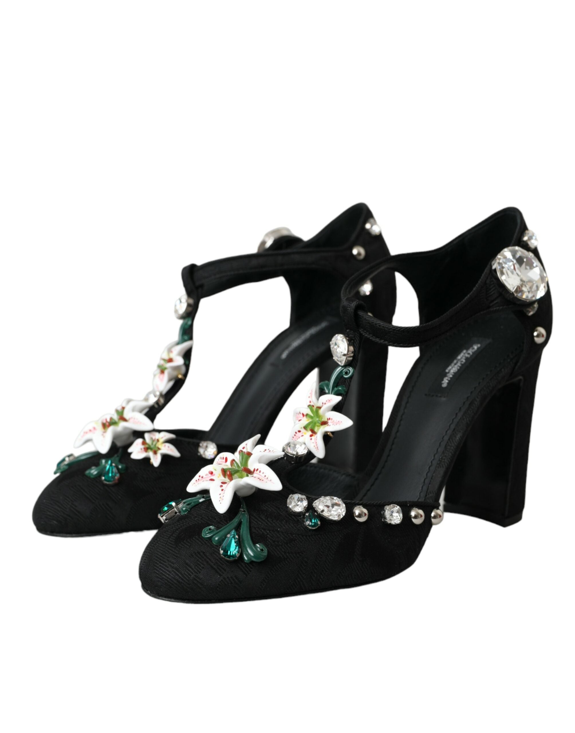 Παπούτσια Dolce &amp; Gabbana Black Lilies Crystal Heels Pumps