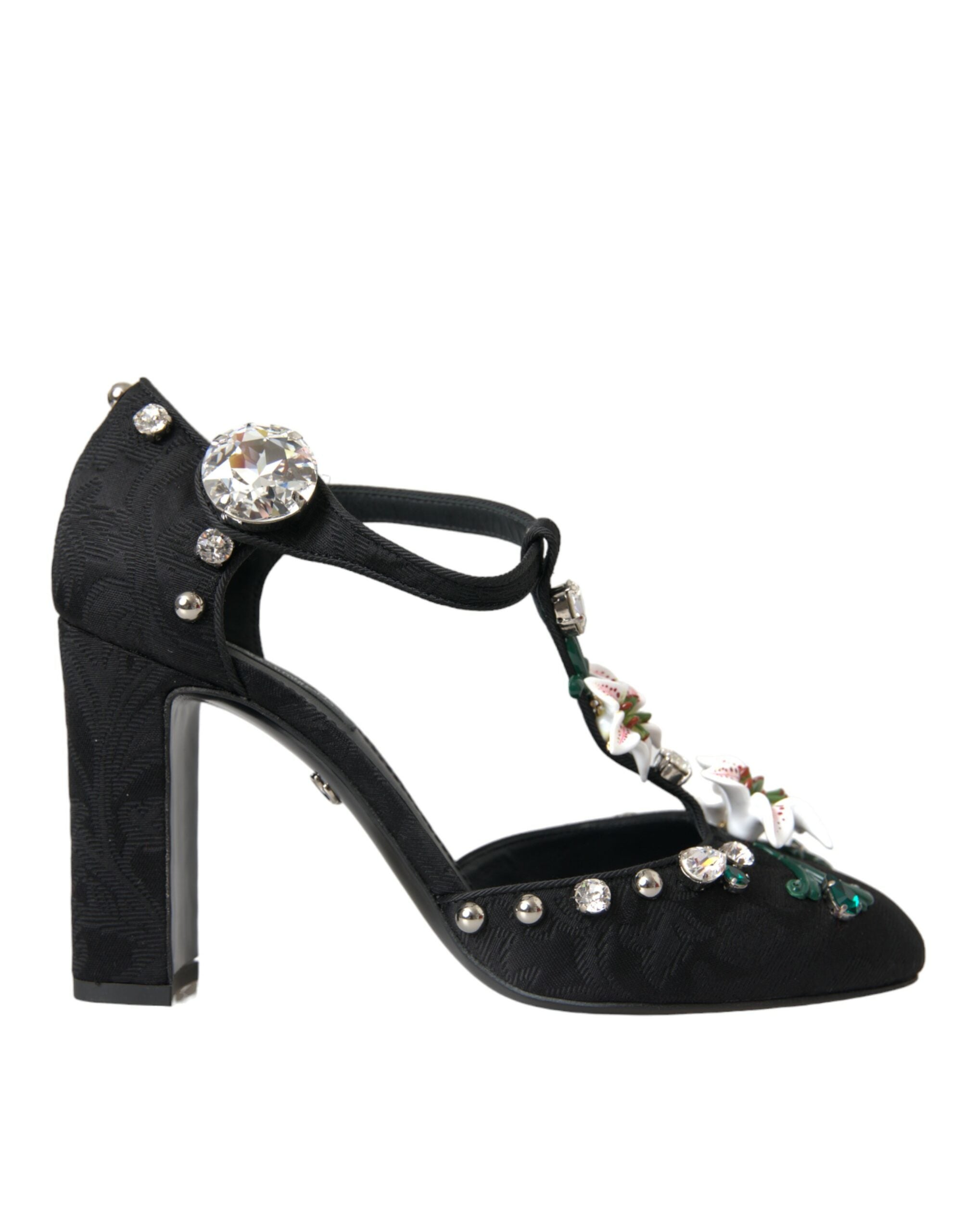 Παπούτσια Dolce &amp; Gabbana Black Lilies Crystal Heels Pumps