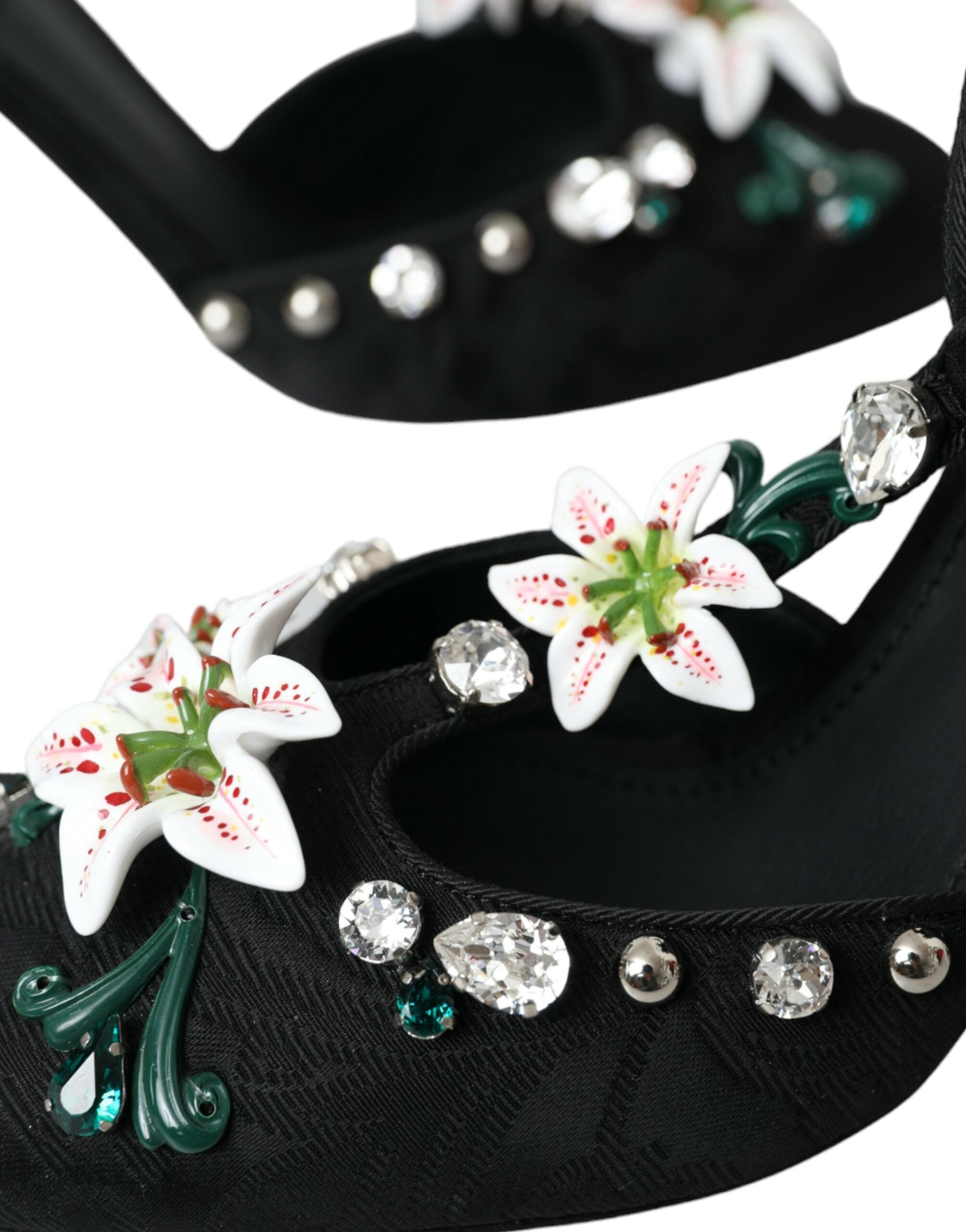 Παπούτσια Dolce &amp; Gabbana Black Lilies Crystal Heels Pumps