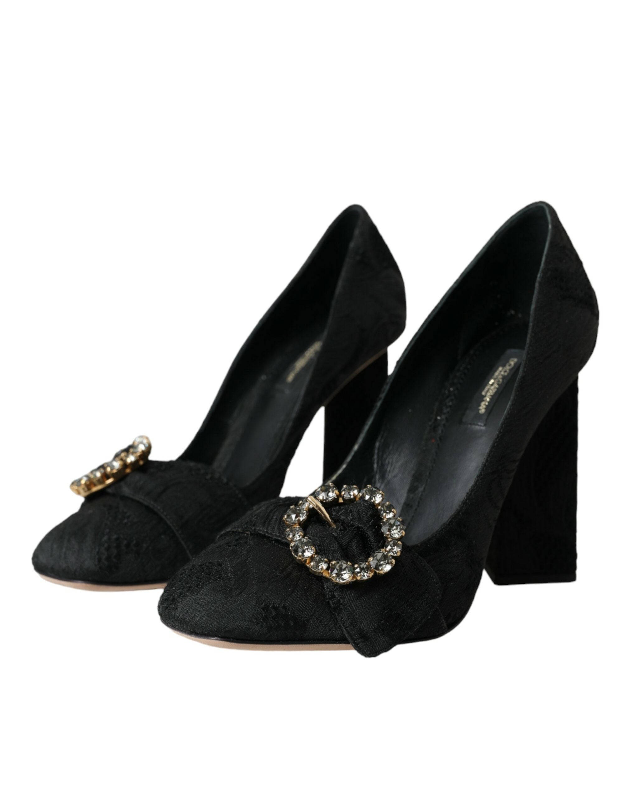 Παπούτσια με τακούνια Dolce &amp; Gabbana Black Brocade Crystals Pumps