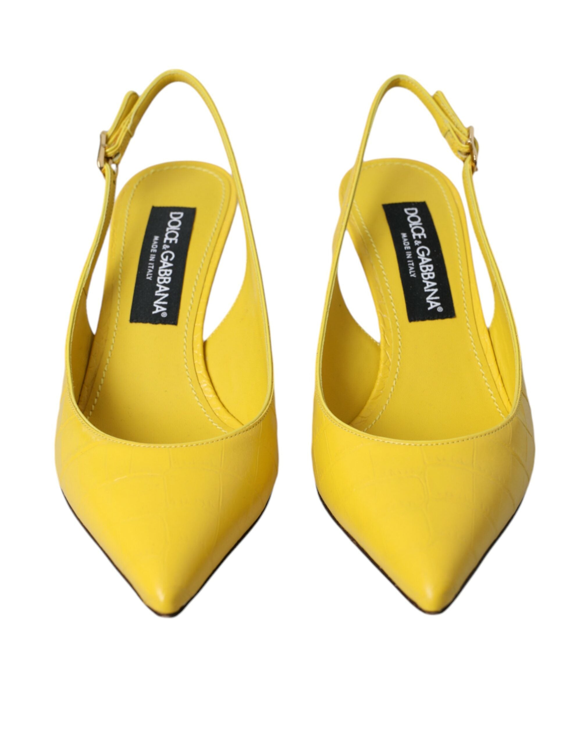 Dolce & Gabbana Yellow Leather Slingbacks Heels Shoes