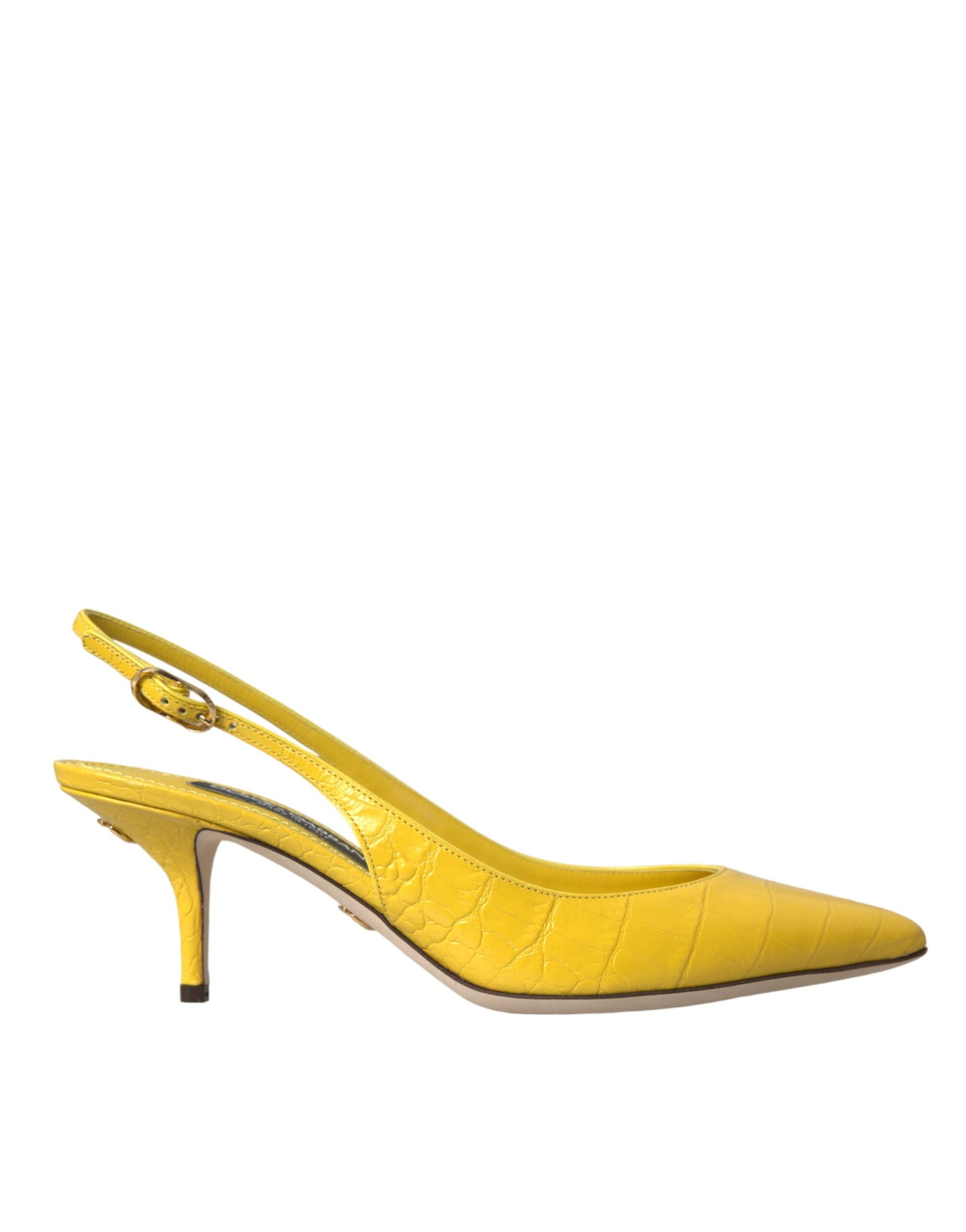 Παπούτσια με τακούνια Dolce &amp; Gabbana Yellow Leather Slingbacks