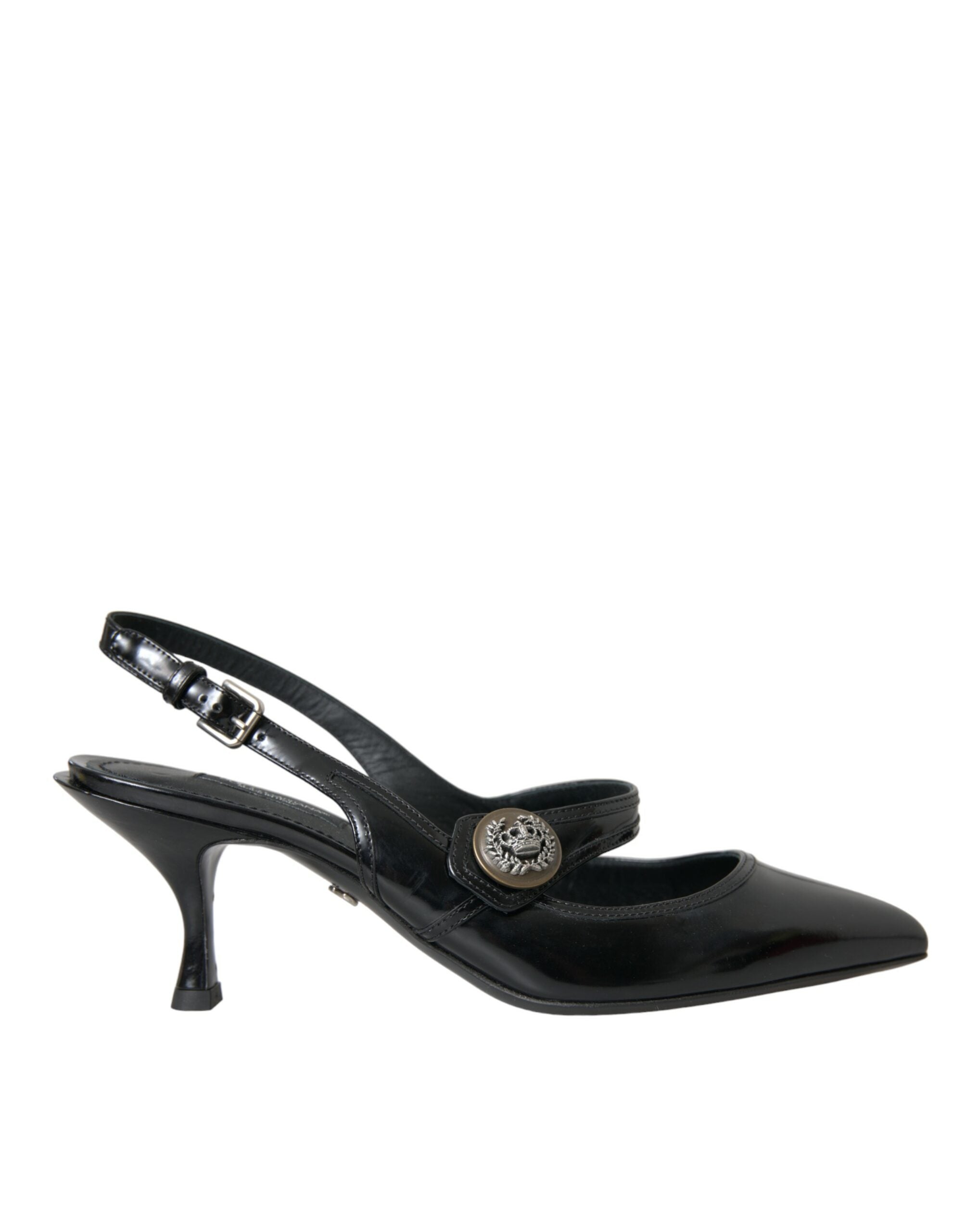 Παπούτσια Dolce &amp; Gabbana Μαύρα Δερμάτινα Διακοσμημένα Slingbacks