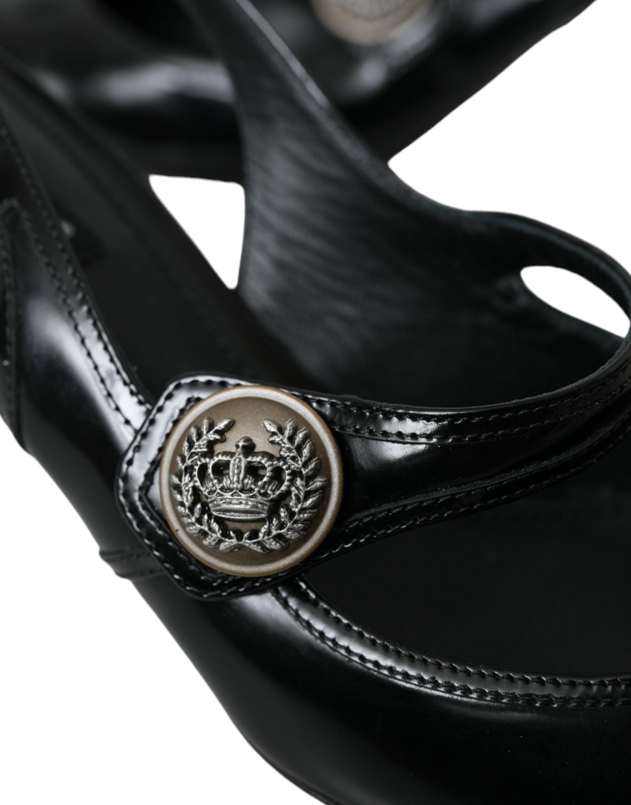 Παπούτσια Dolce &amp; Gabbana Μαύρα Δερμάτινα Διακοσμημένα Slingbacks