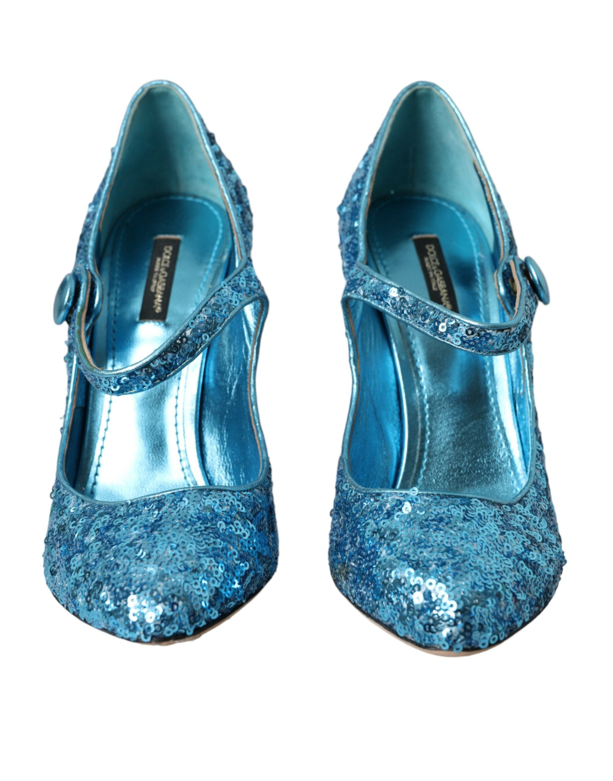 Dolce &amp; Gabbana Blue Sequin Mary Jane Pumps ψηλοτάκουνα παπούτσια