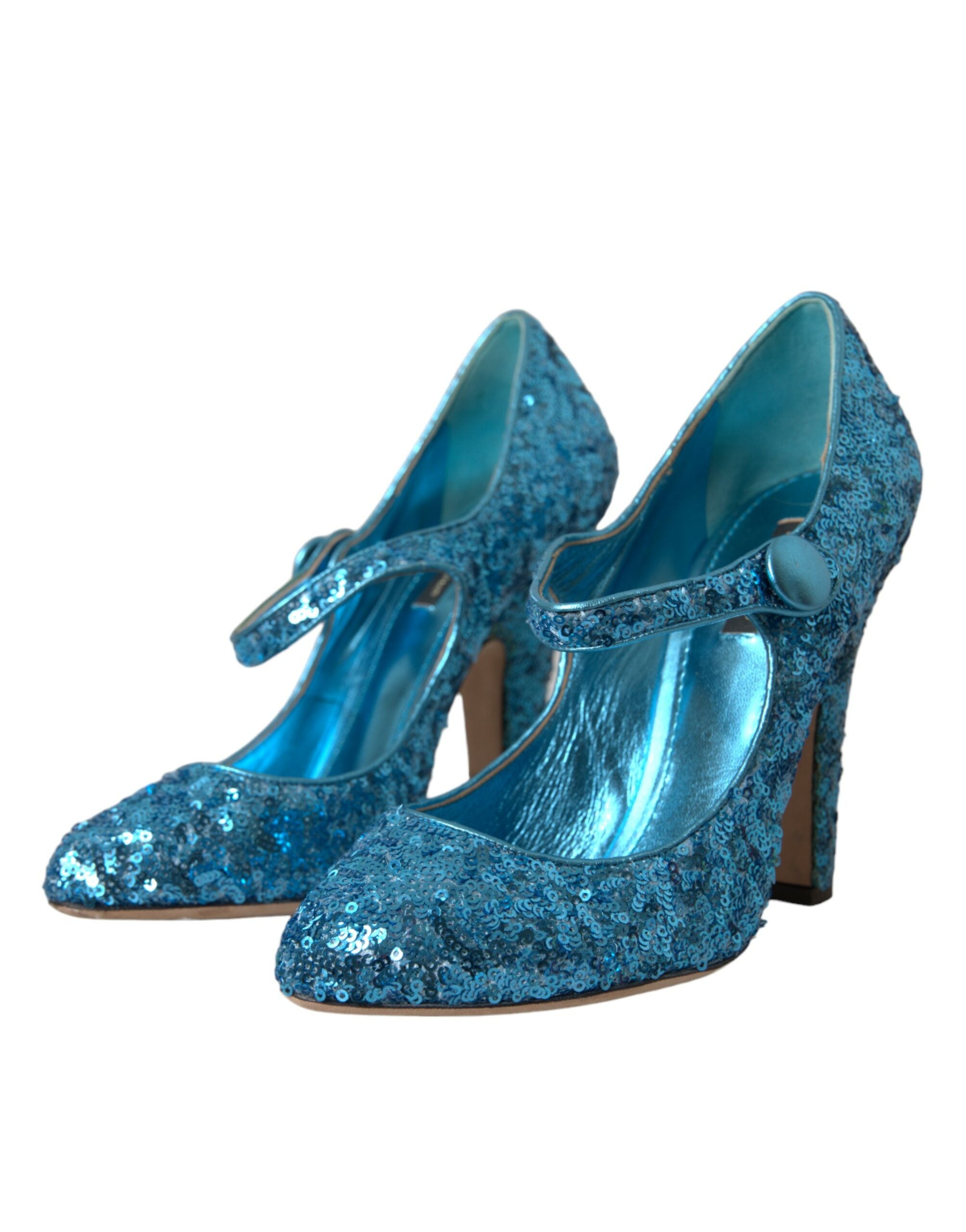 Dolce &amp; Gabbana Blue Sequin Mary Jane Pumps ψηλοτάκουνα παπούτσια