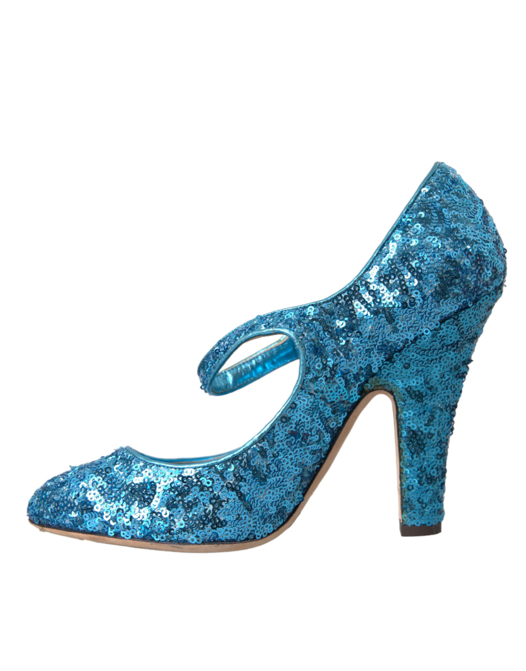 Dolce &amp; Gabbana Blue Sequin Mary Jane Pumps ψηλοτάκουνα παπούτσια