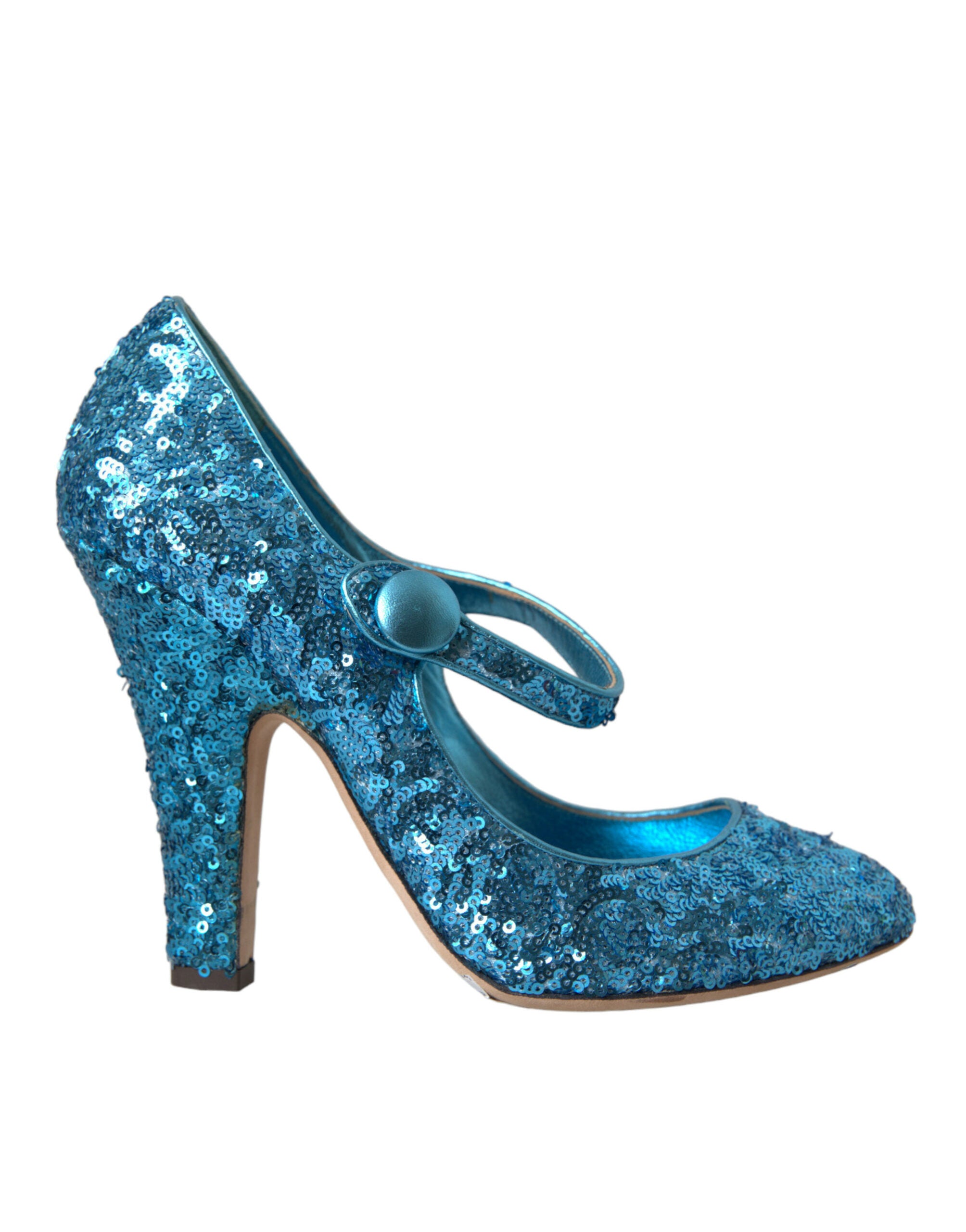 Dolce &amp; Gabbana Blue Sequin Mary Jane Pumps ψηλοτάκουνα παπούτσια