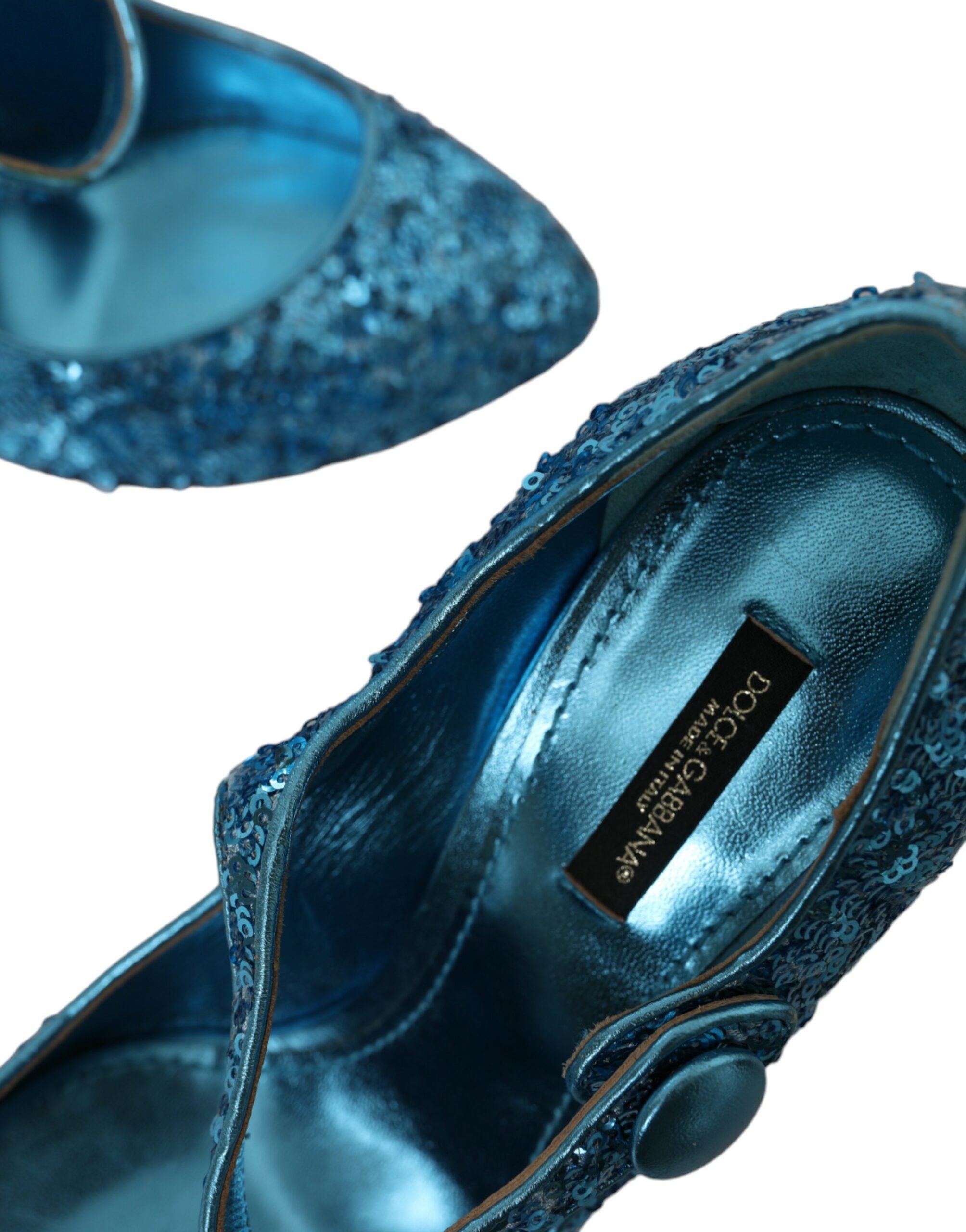 Dolce &amp; Gabbana Blue Sequin Mary Jane Pumps ψηλοτάκουνα παπούτσια