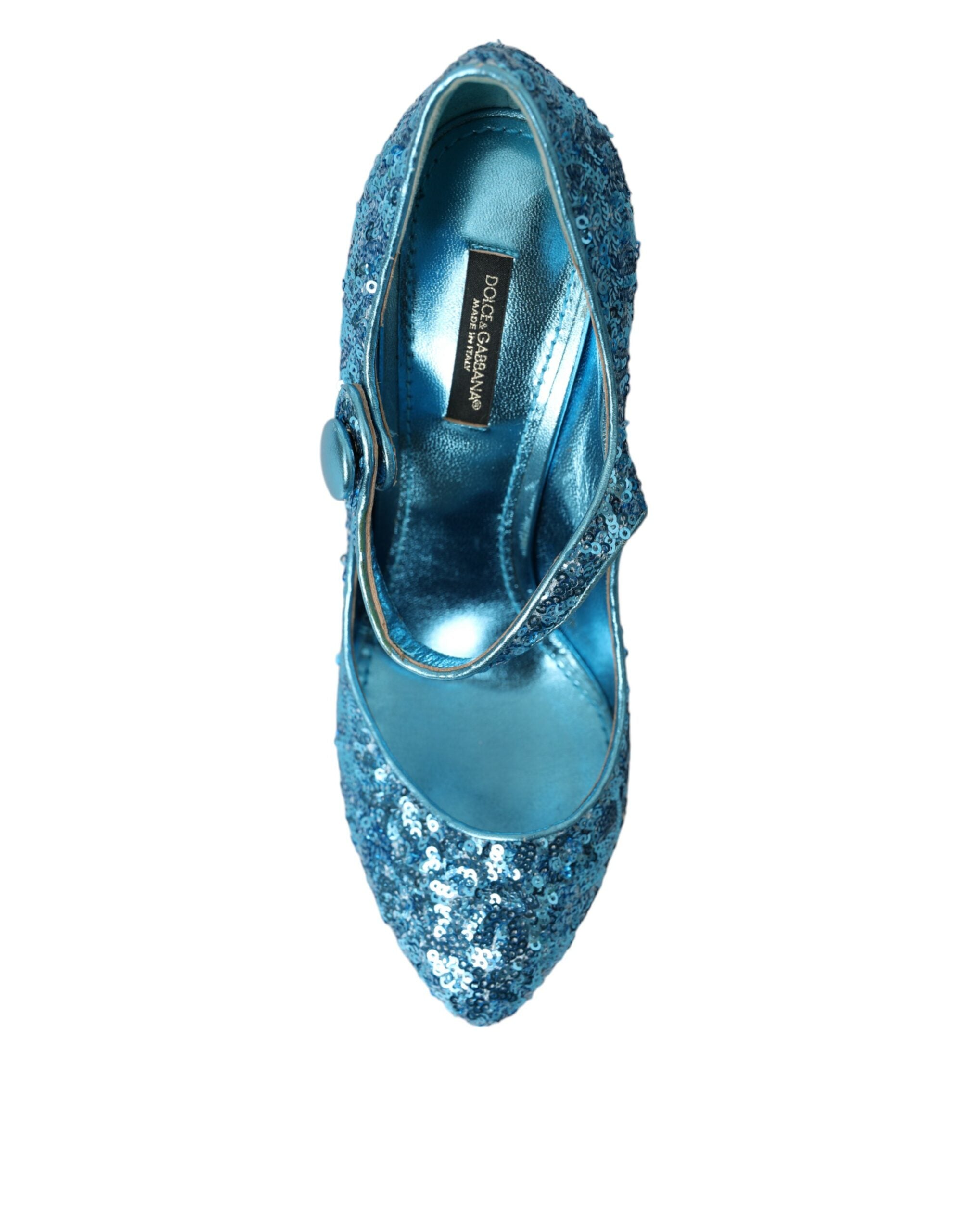 Dolce &amp; Gabbana Blue Sequin Mary Jane Pumps ψηλοτάκουνα παπούτσια