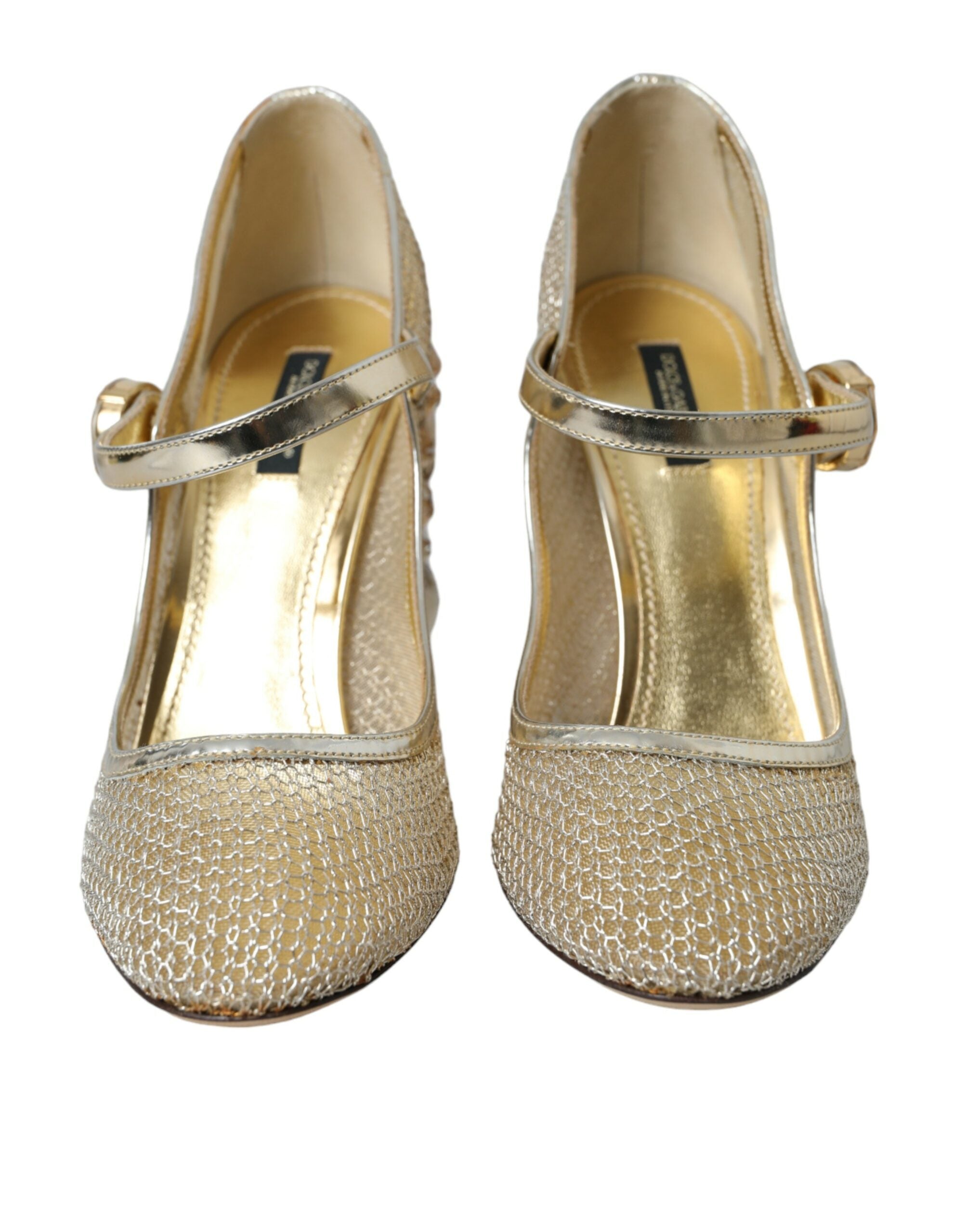 Παπούτσια με τακούνια Dolce &amp; Gabbana Gold Mesh Crystal Mary Jane Pumps