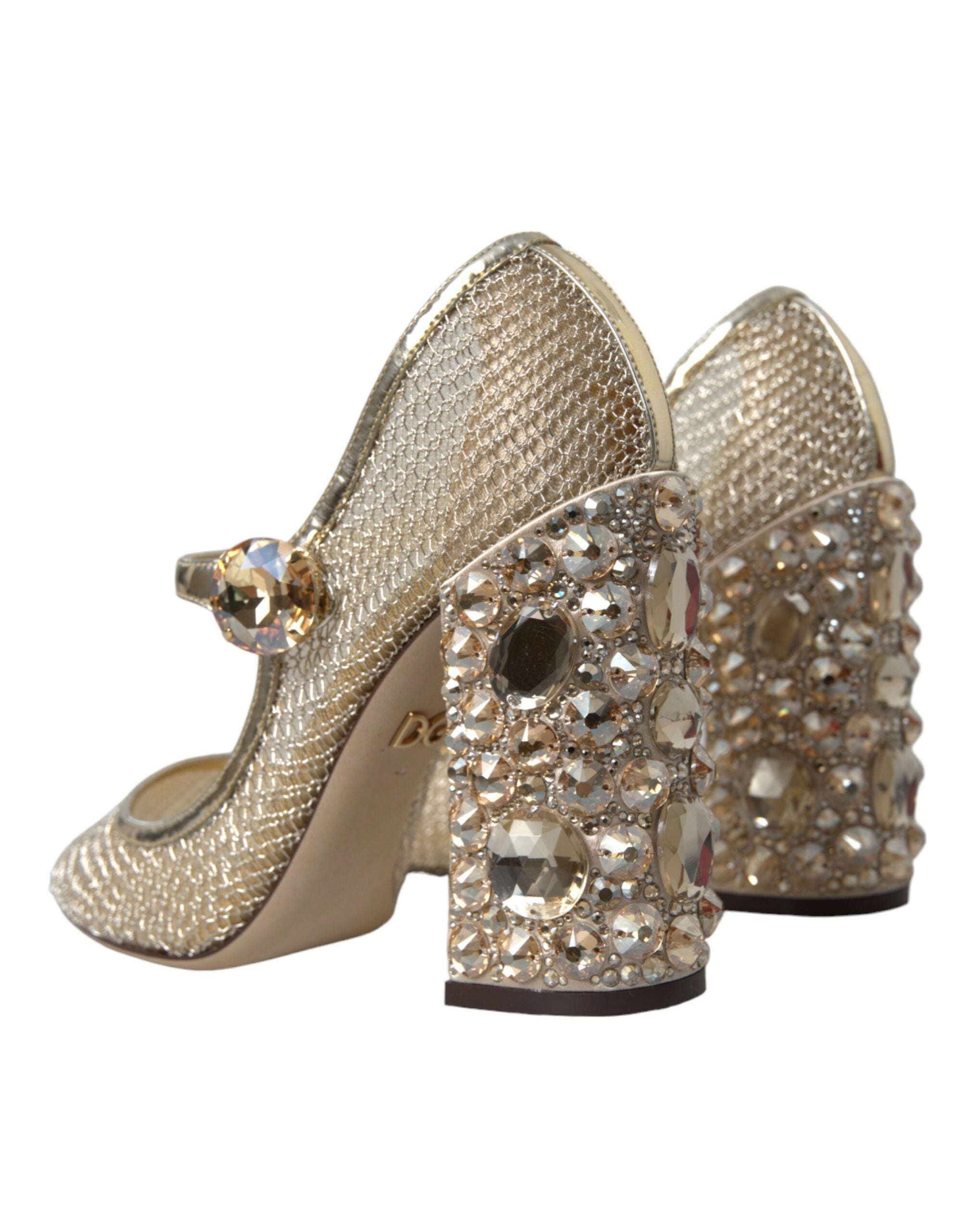 Παπούτσια με τακούνια Dolce &amp; Gabbana Gold Mesh Crystal Mary Jane Pumps