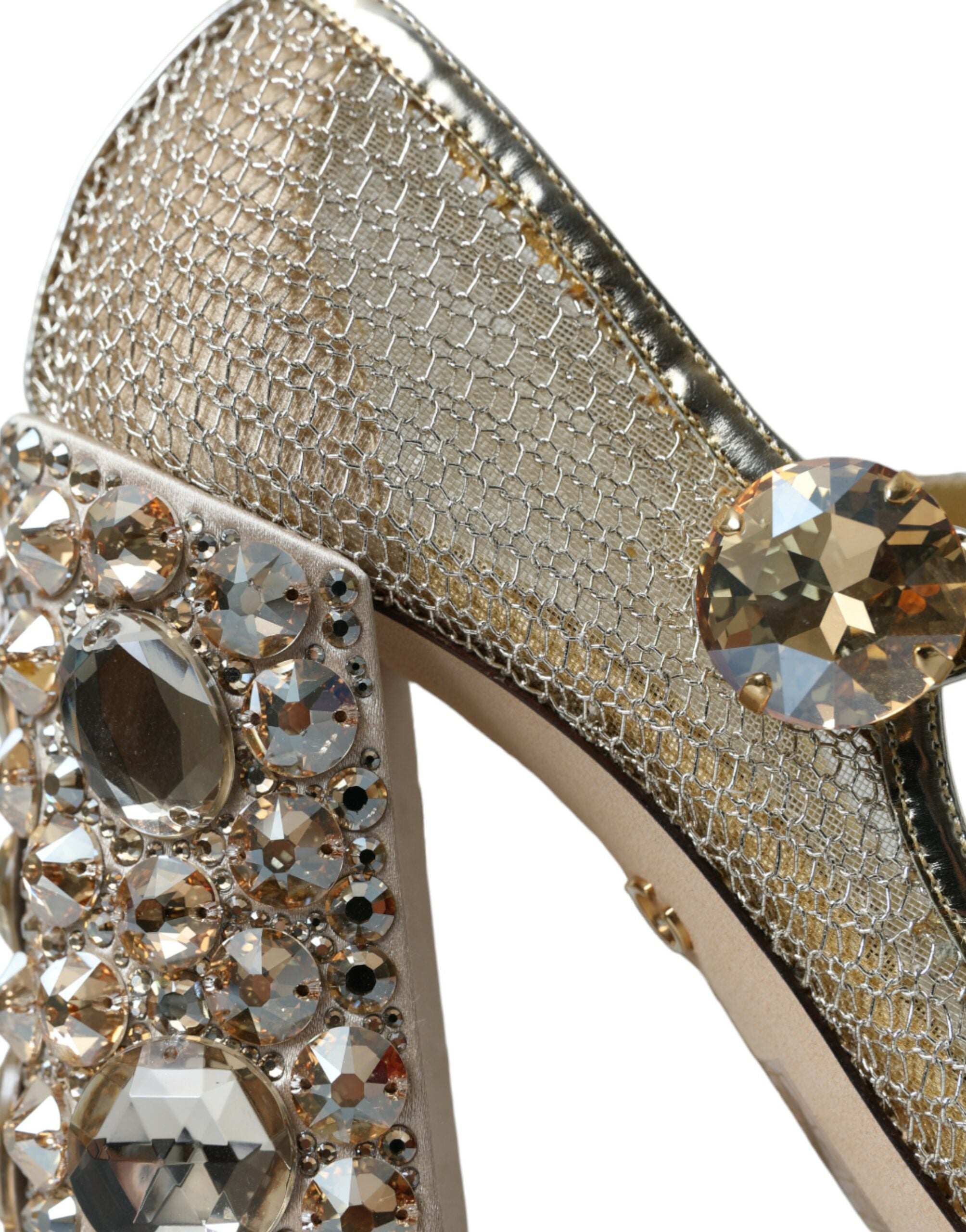 Παπούτσια με τακούνια Dolce &amp; Gabbana Gold Mesh Crystal Mary Jane Pumps