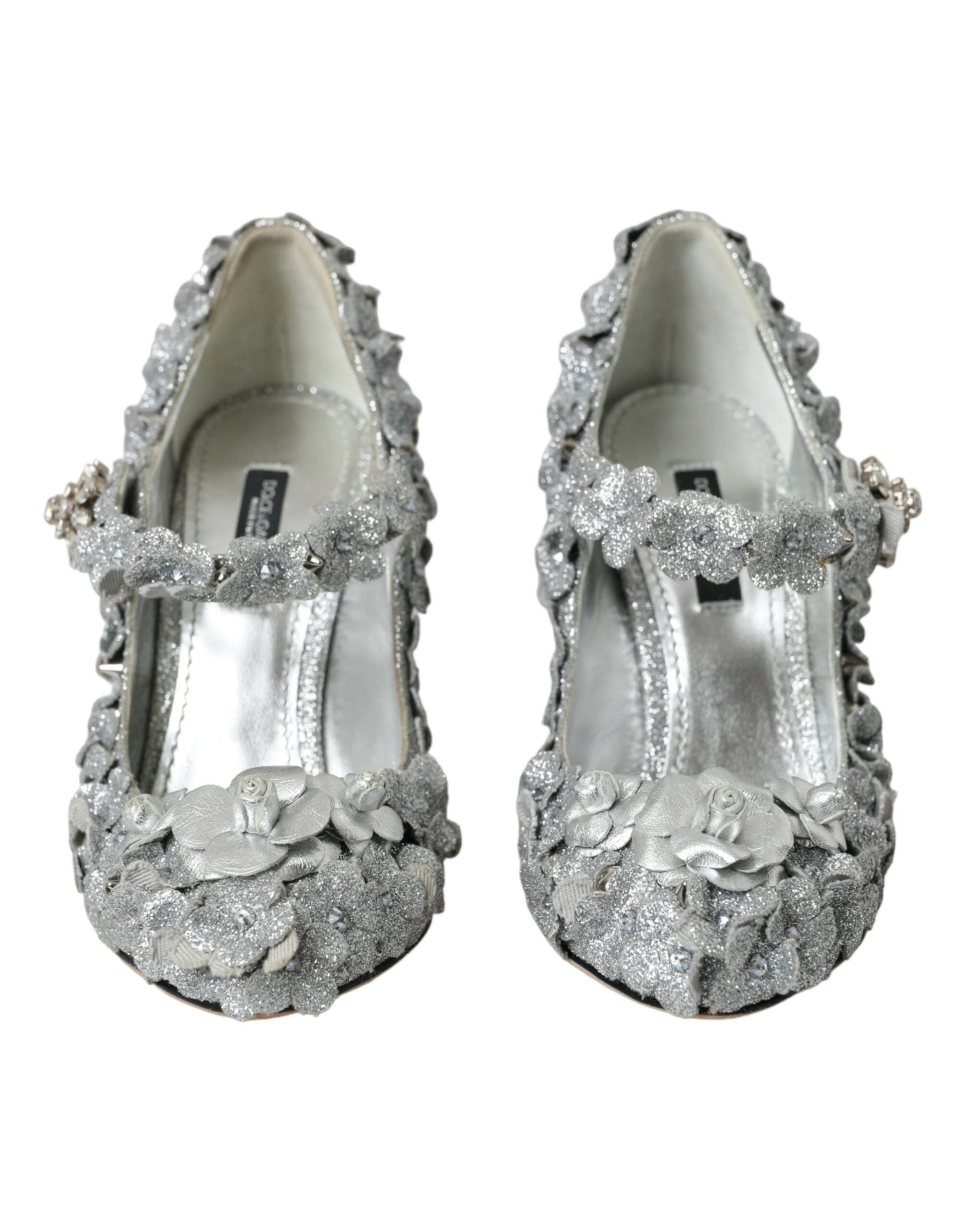 Παπούτσια Dolce &amp; Gabbana Silver Floral Crystal Mary Jane Pumps