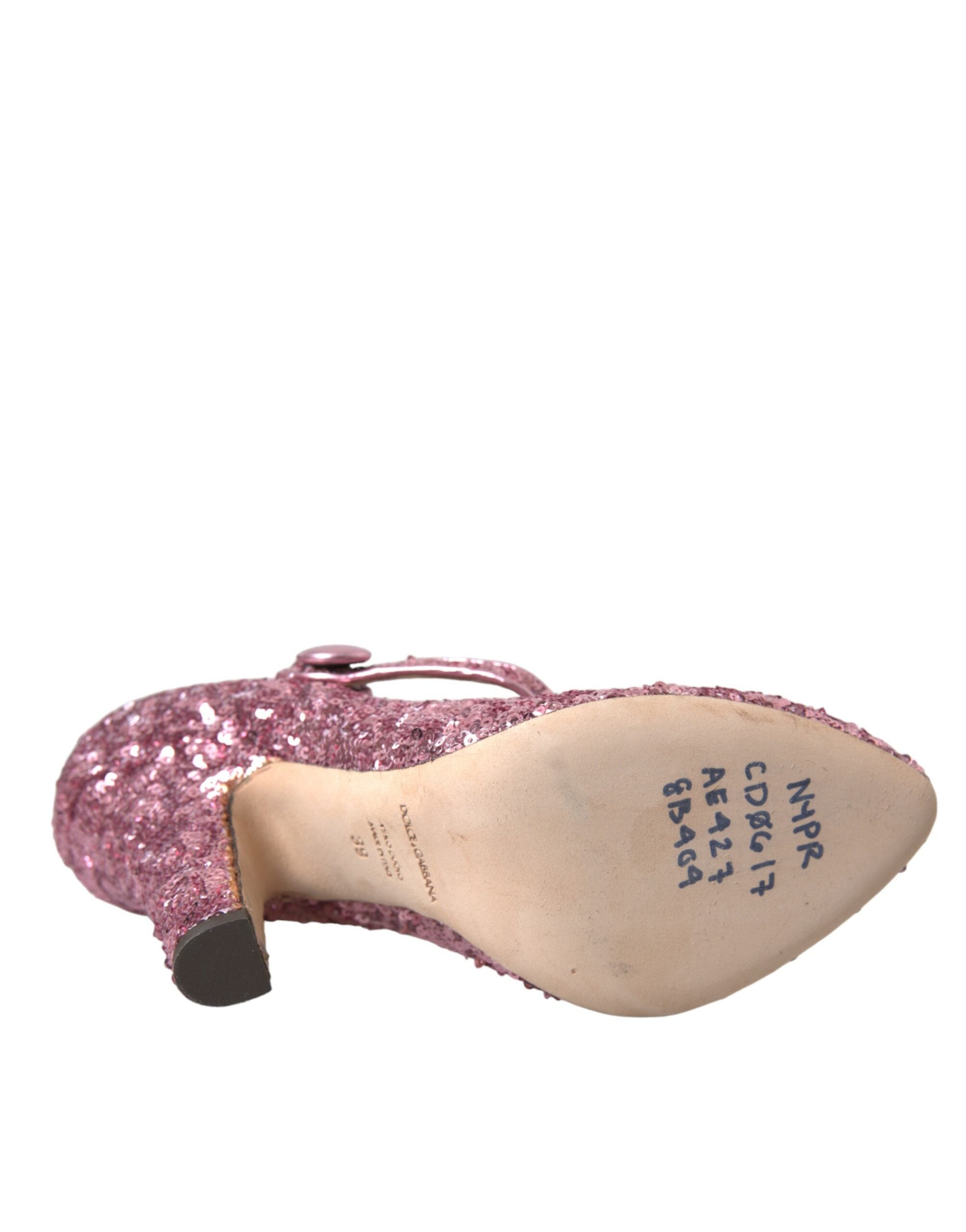 Dolce &amp; Gabbana Pink Sequin Mary Jane Pumps ψηλοτάκουνα παπούτσια