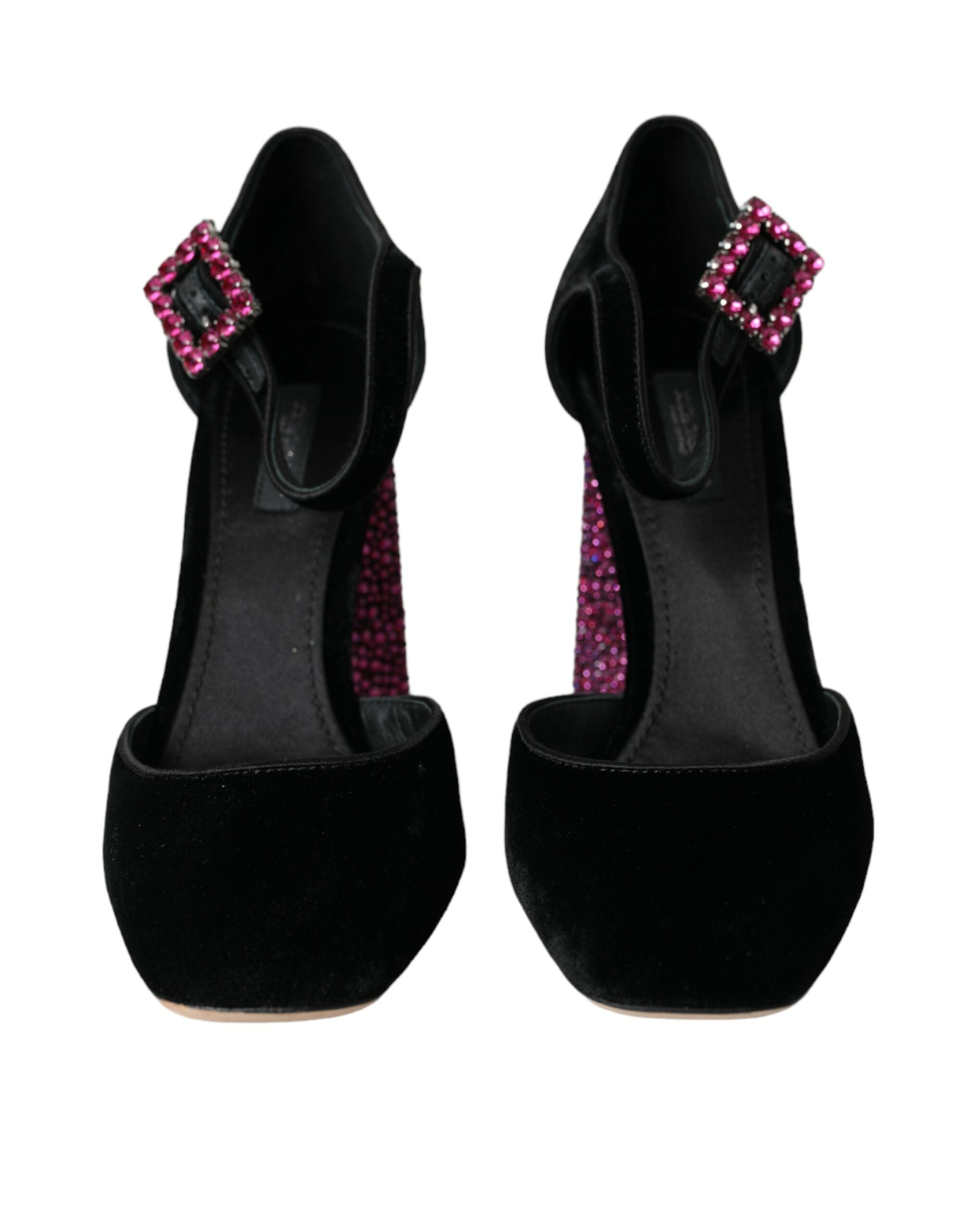 Παπούτσια Dolce &amp; Gabbana Black Velvet Strass Crystal Mary Janes