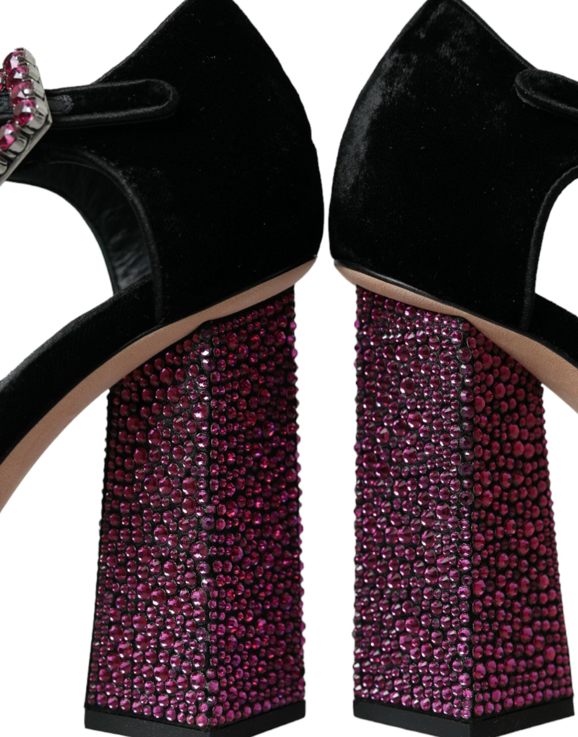 Παπούτσια Dolce &amp; Gabbana Black Velvet Strass Crystal Mary Janes