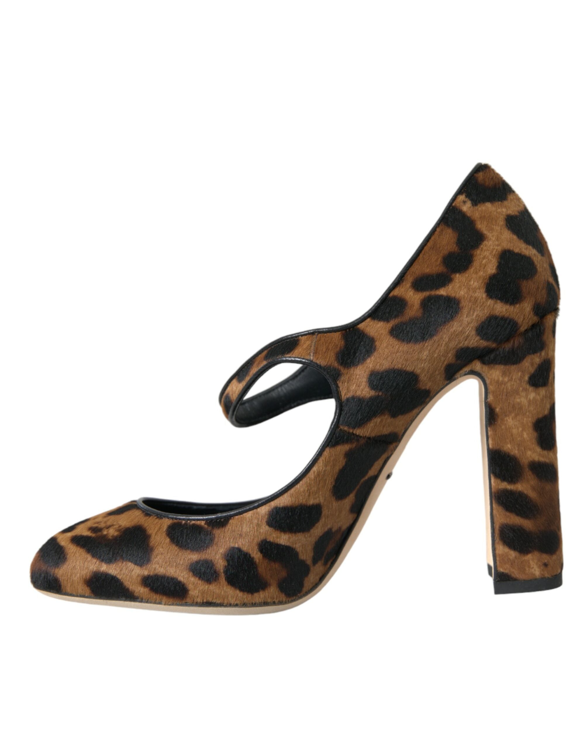 Παπούτσια Dolce &amp; Gabbana Brown Leopard Calf Hair Mary Jane Pumps