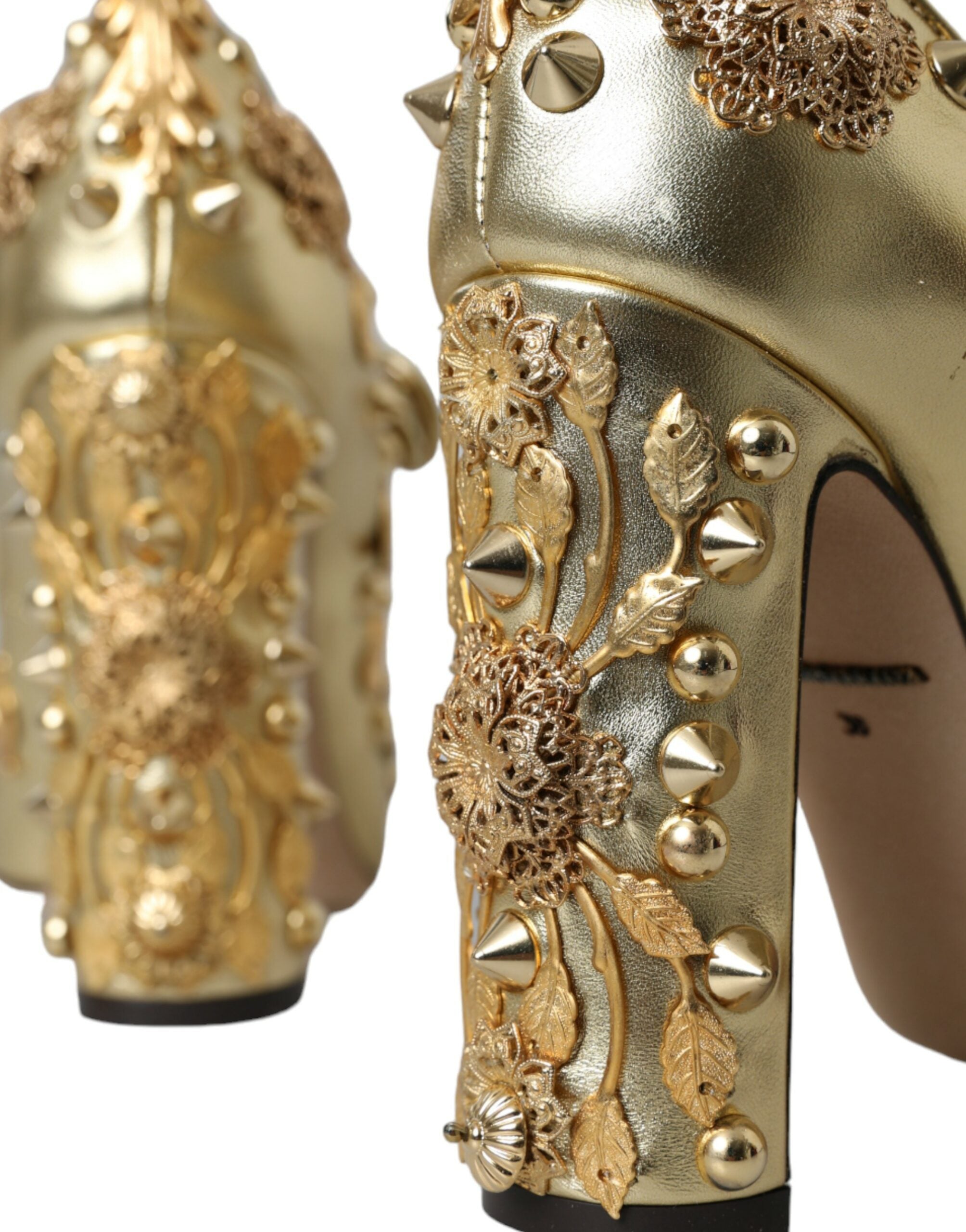 Παπούτσια Dolce &amp; Gabbana Gold Leather Crystal Mary Janes Pumps