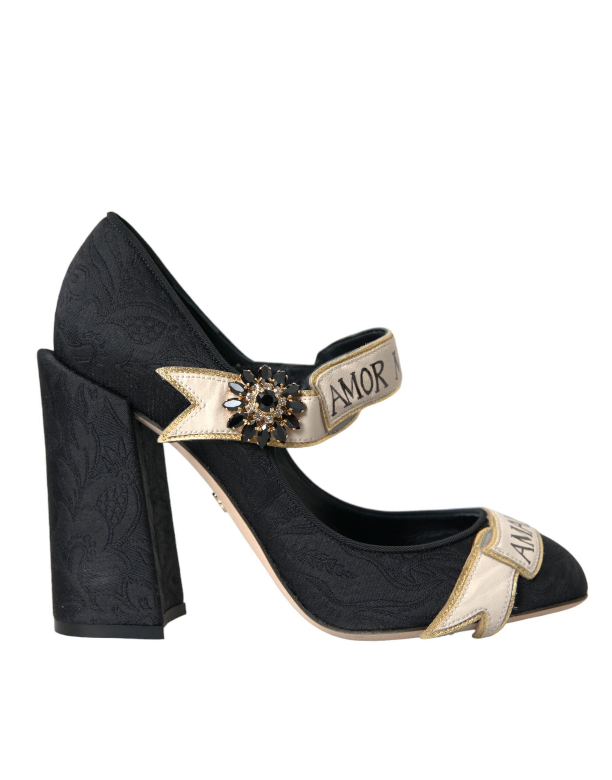 Παπούτσια Crystal Pumps Mary Janes Black Brocade Dolce &amp; Gabbana