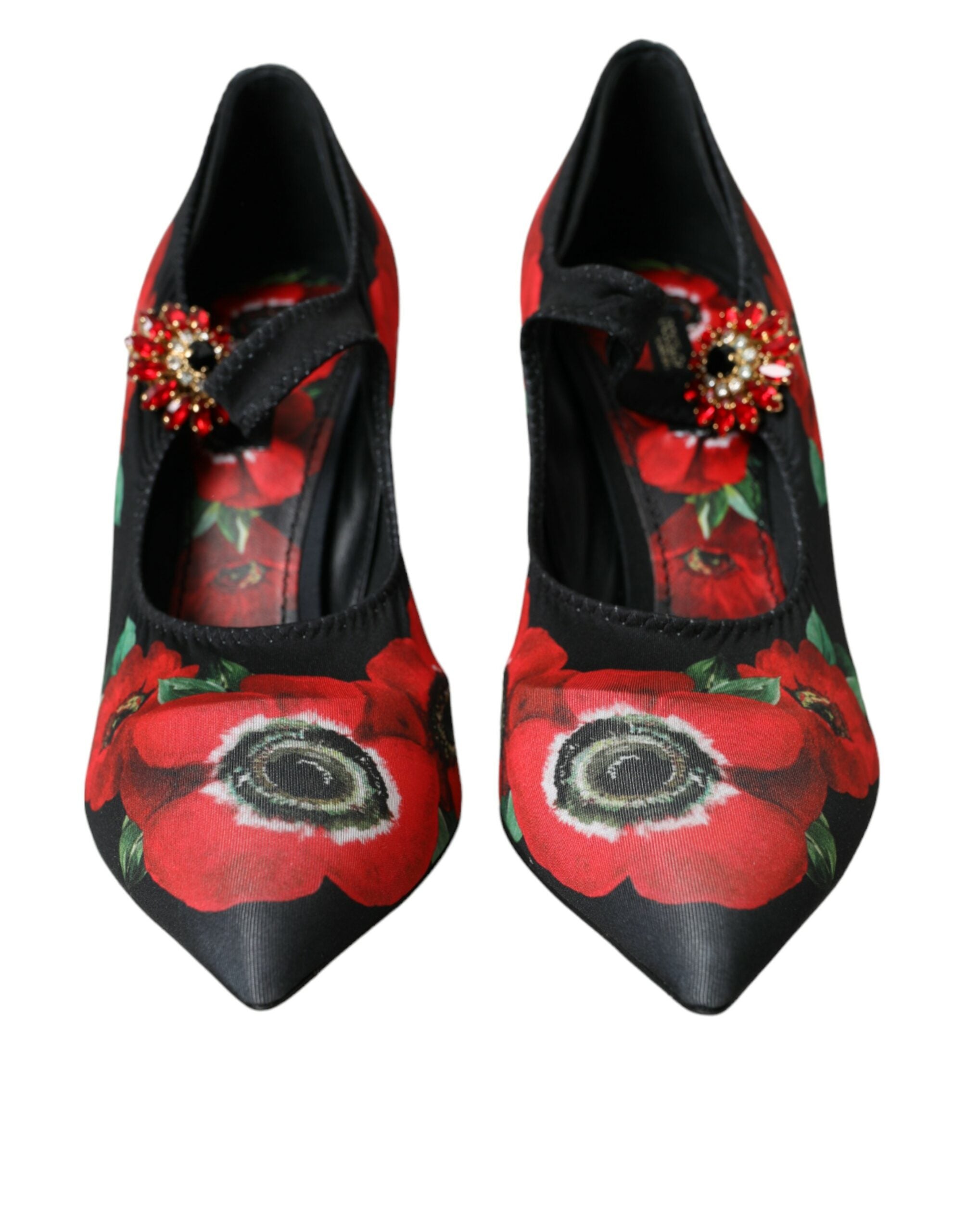 Παπούτσια Dolce &amp; Gabbana Black Floral Crystal Mary Jane Pumps