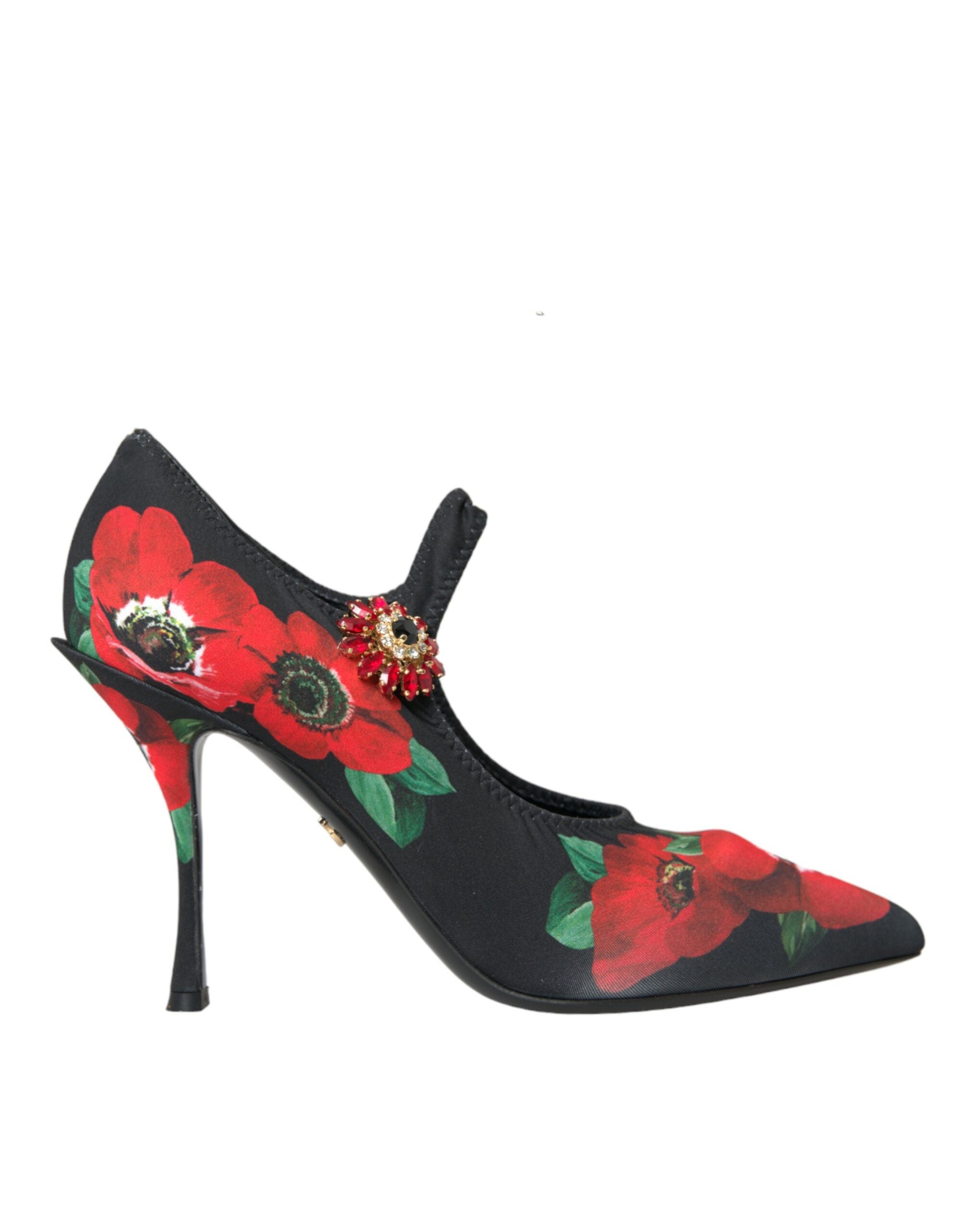 Παπούτσια Dolce &amp; Gabbana Black Floral Crystal Mary Jane Pumps