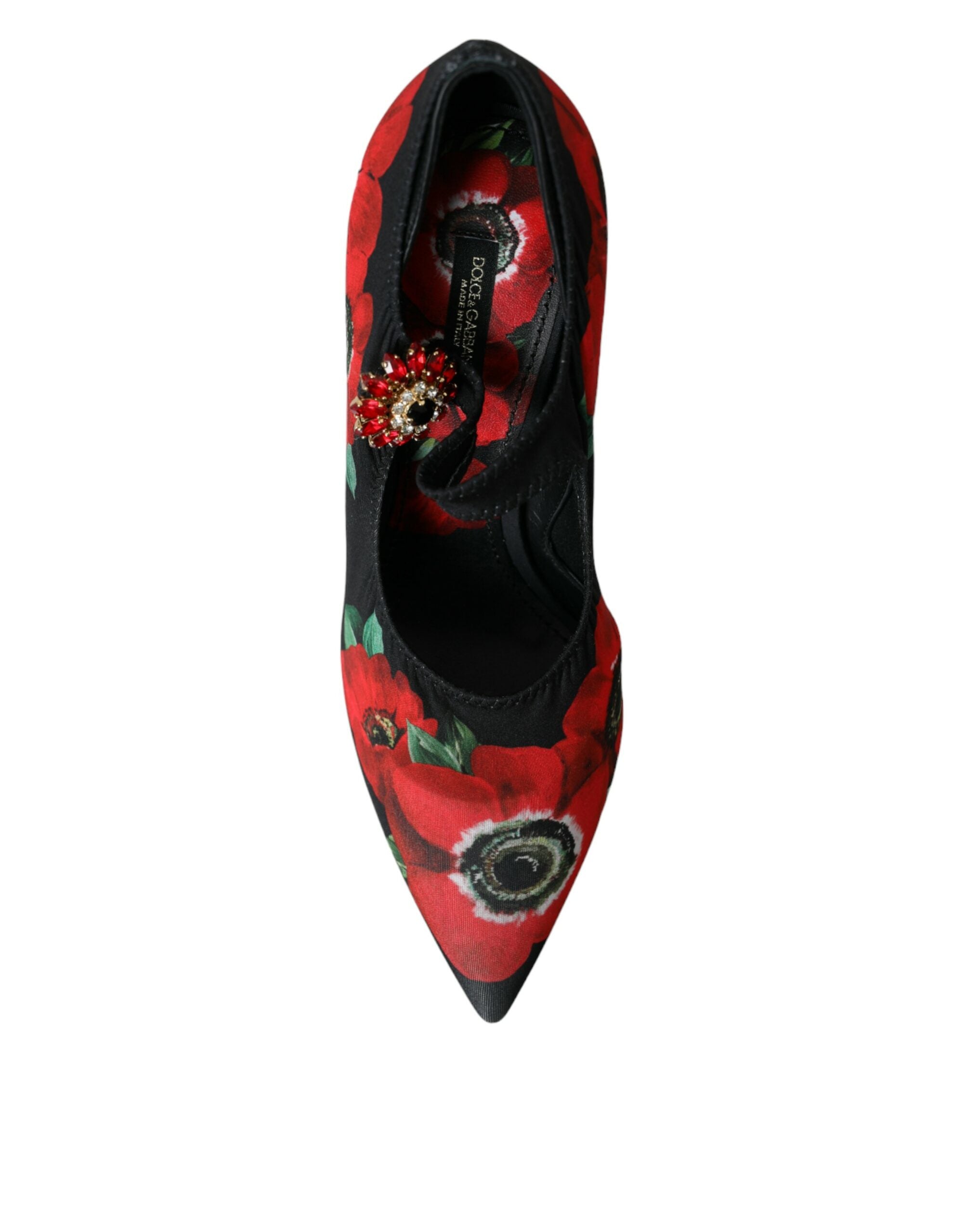 Παπούτσια Dolce &amp; Gabbana Black Floral Crystal Mary Jane Pumps