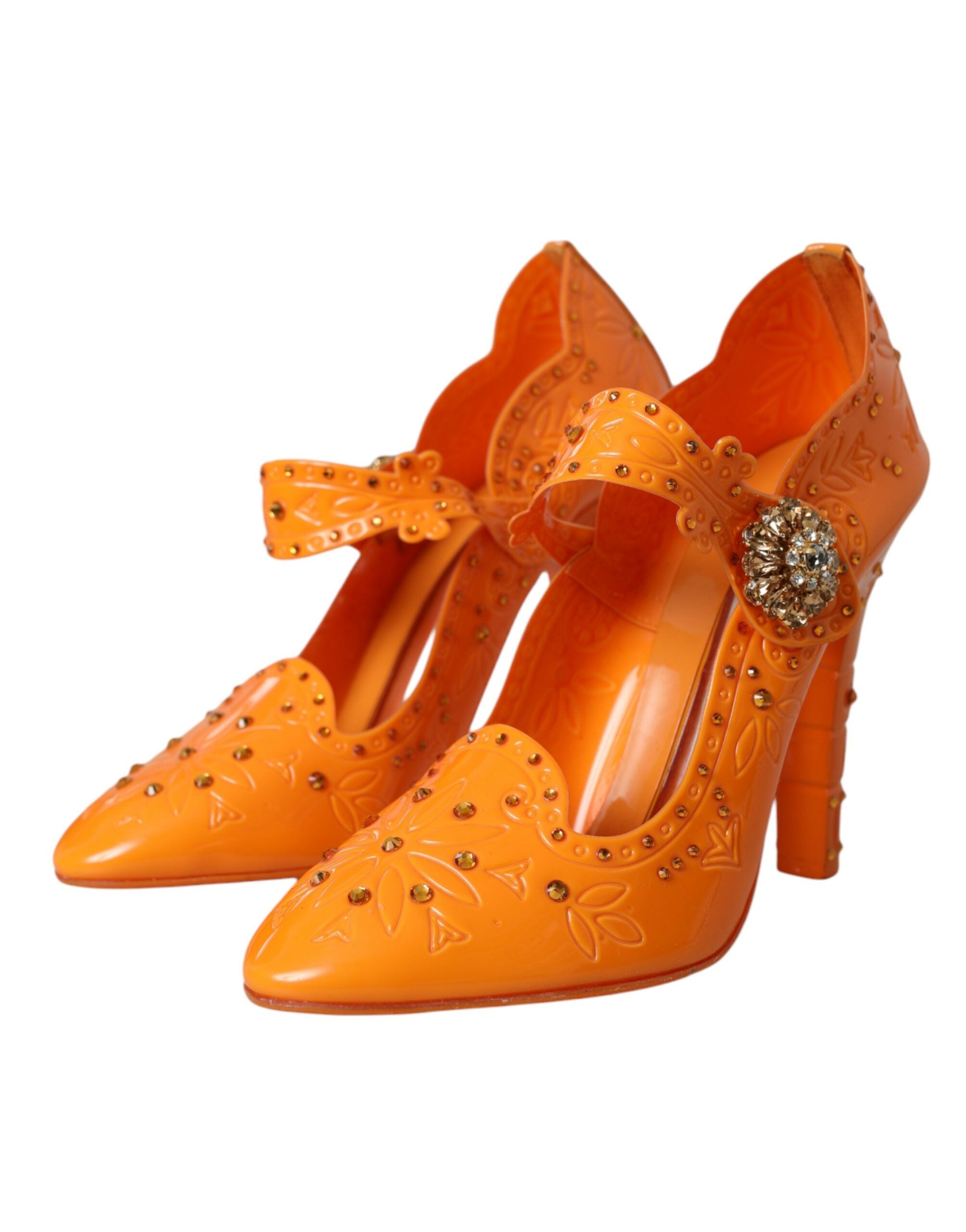 Παπούτσια Dolce &amp; Gabbana Orange CINDERELLA Floral Crystal Pumps